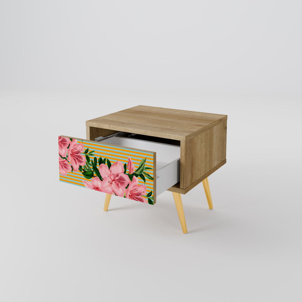 Table de chevet FRAGILE BEAUTY effet chêne