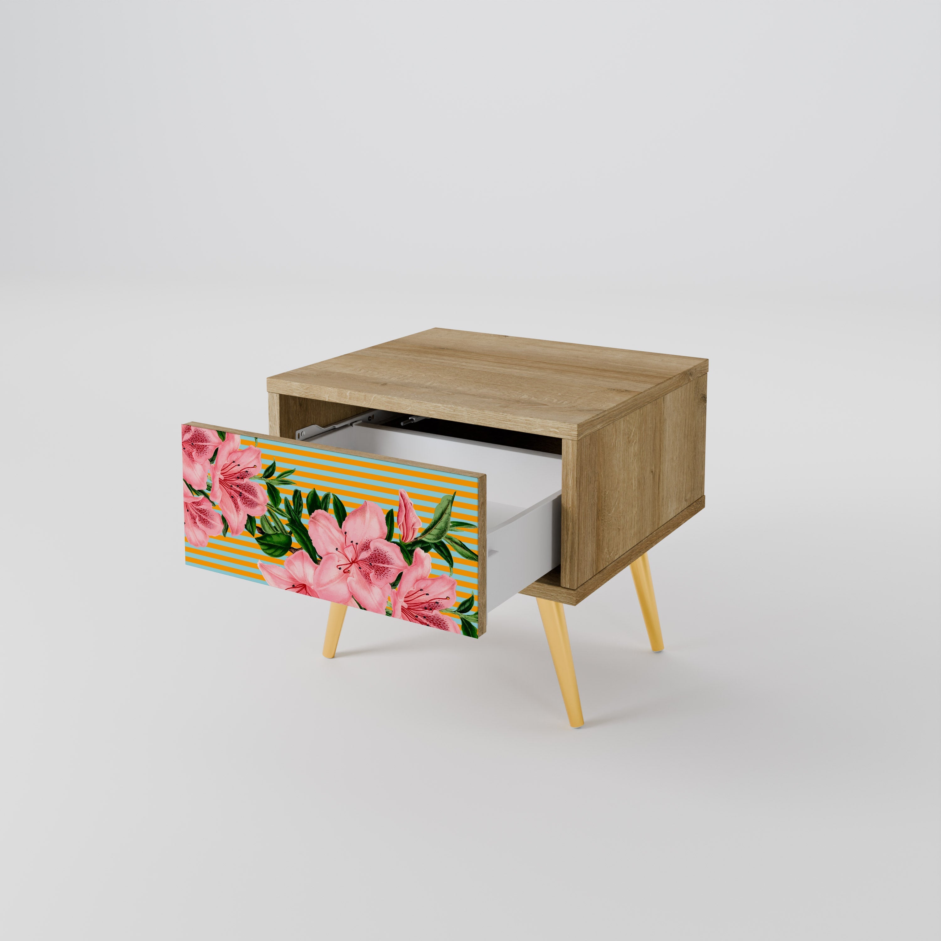 Table de chevet FRAGILE BEAUTY effet chêne