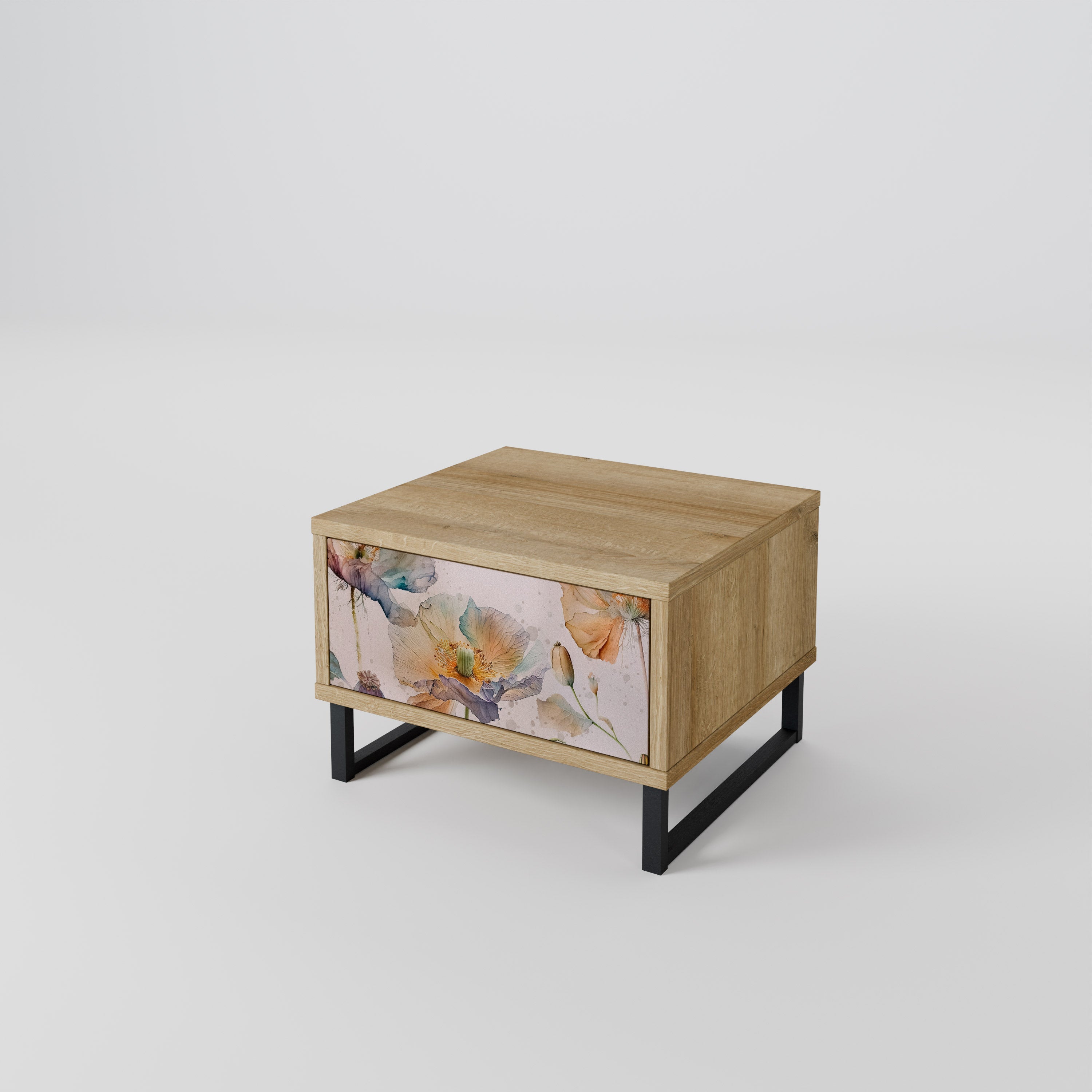 Table de chevet SOFTEN POPPY effet chêne