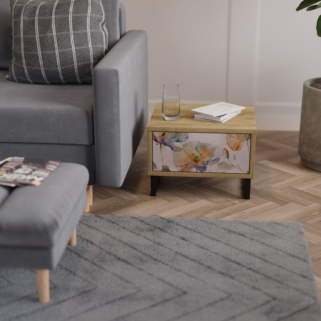 Table de chevet SOFTEN POPPY effet chêne