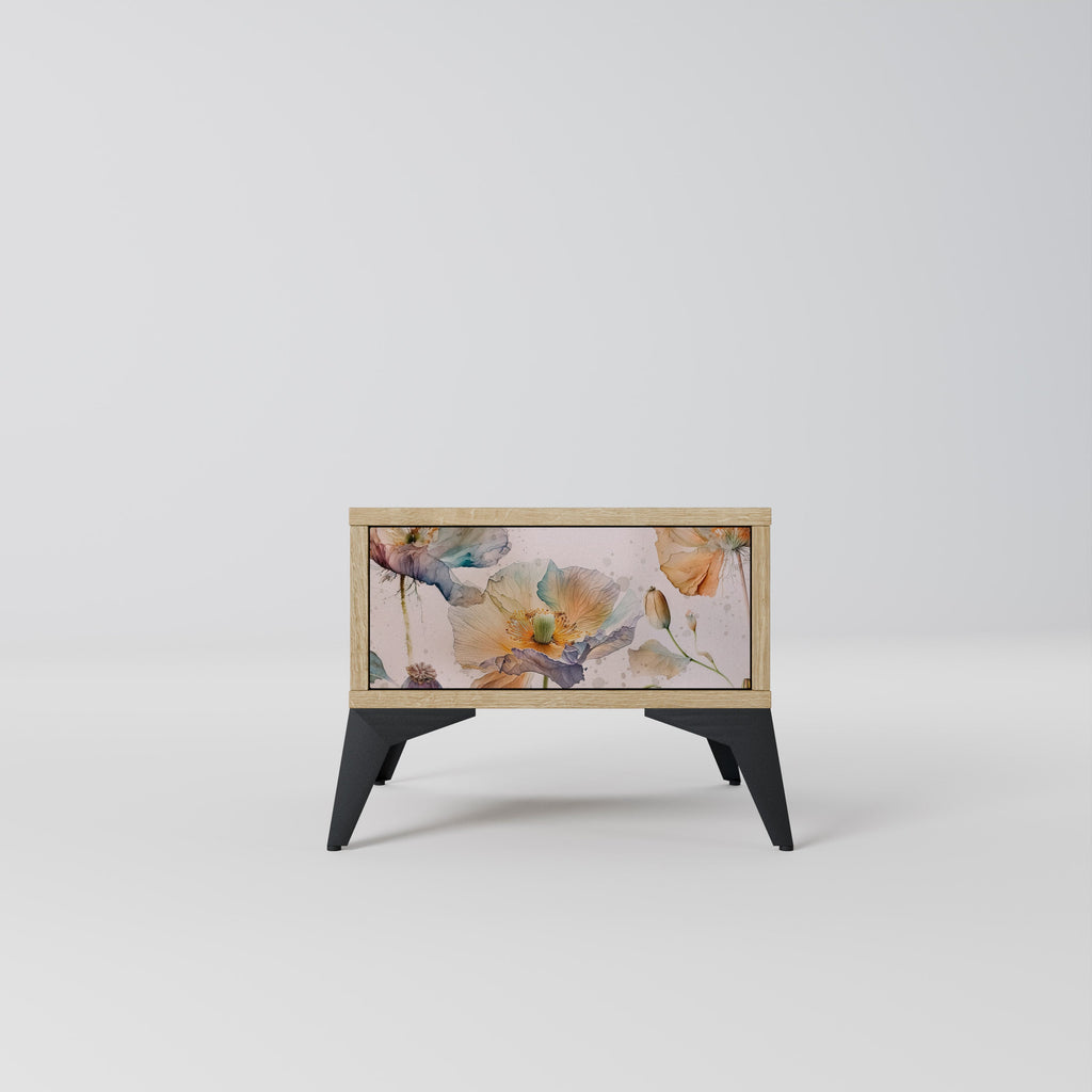 Table de chevet SOFTEN POPPY effet chêne