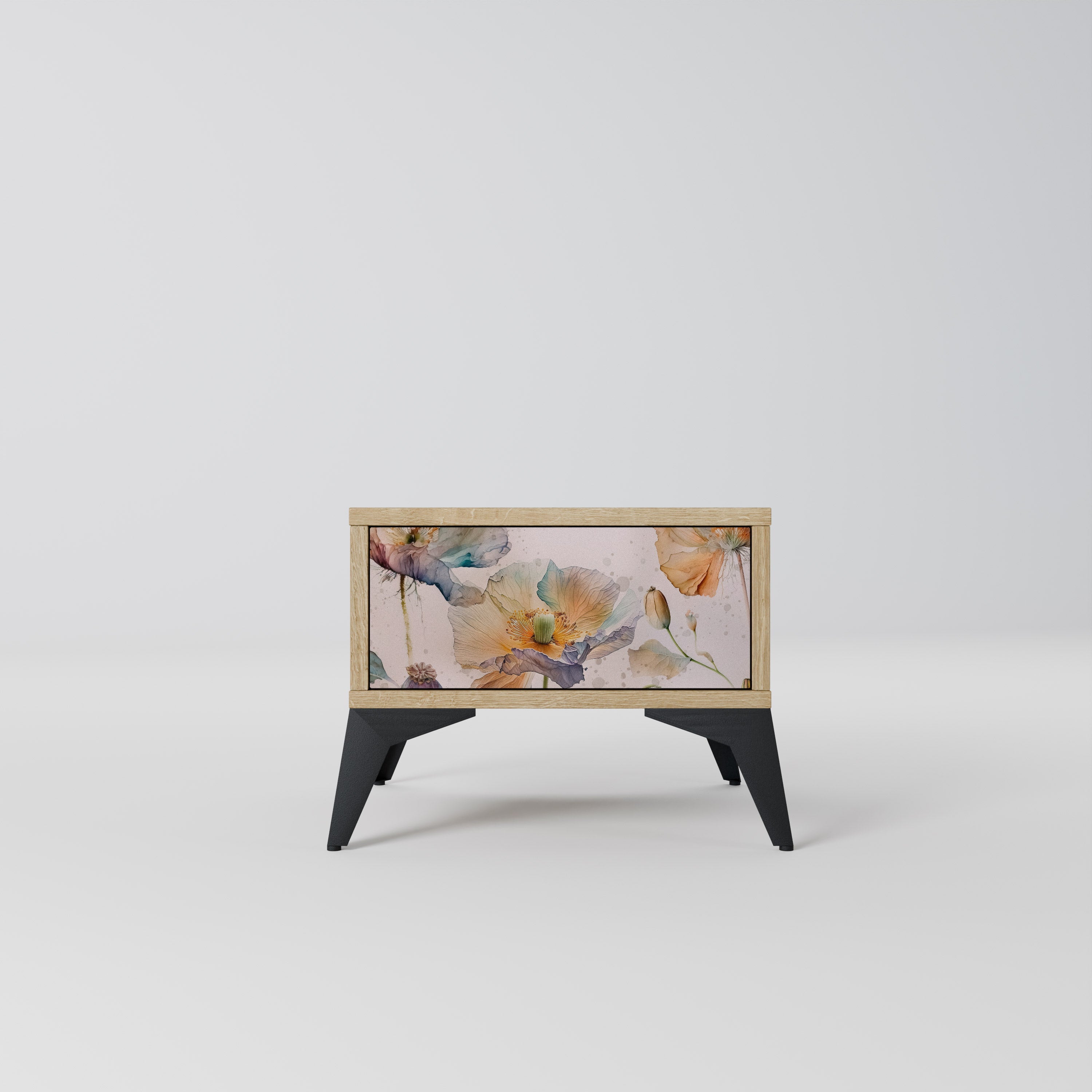 Table de chevet SOFTEN POPPY effet chêne