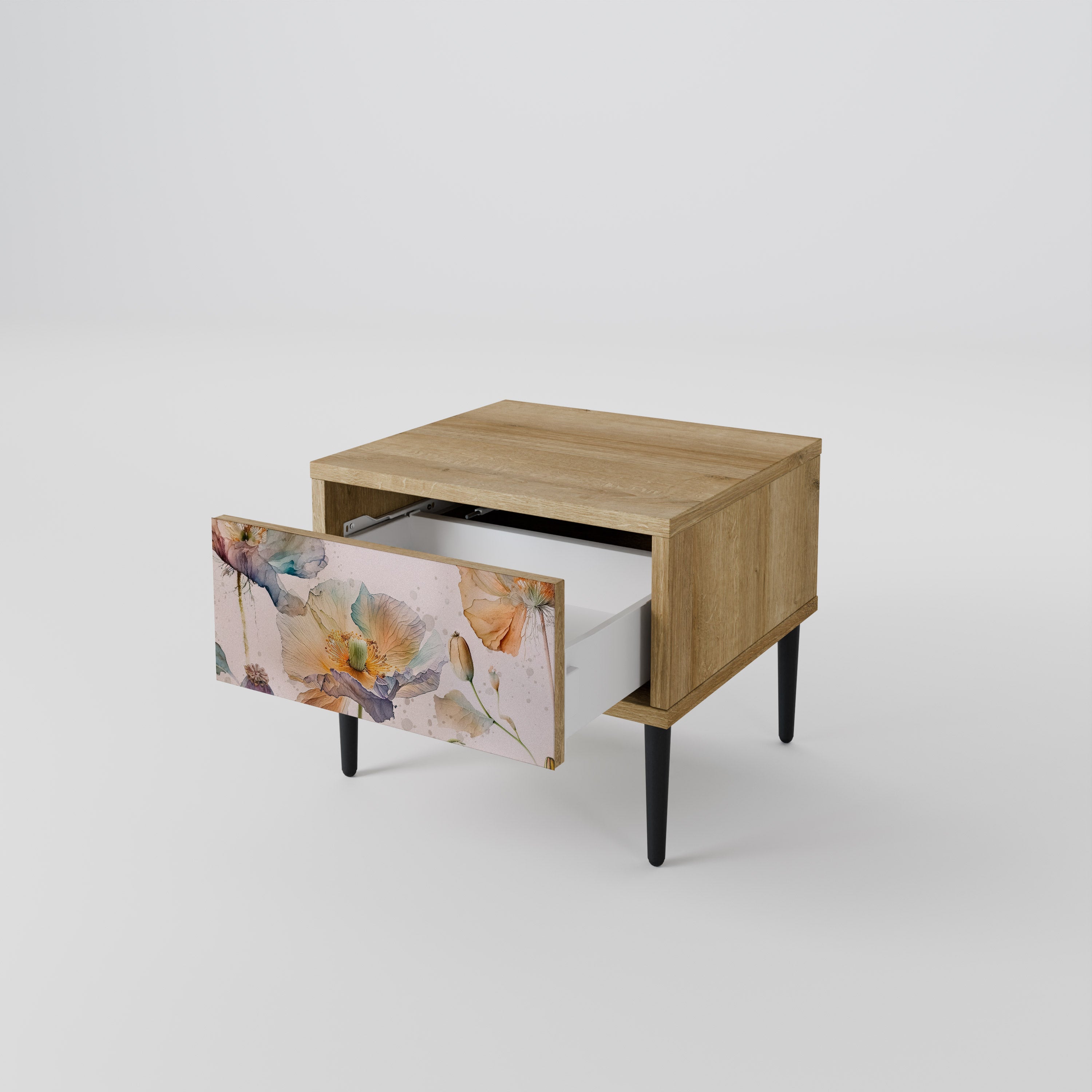 Table de chevet SOFTEN POPPY effet chêne