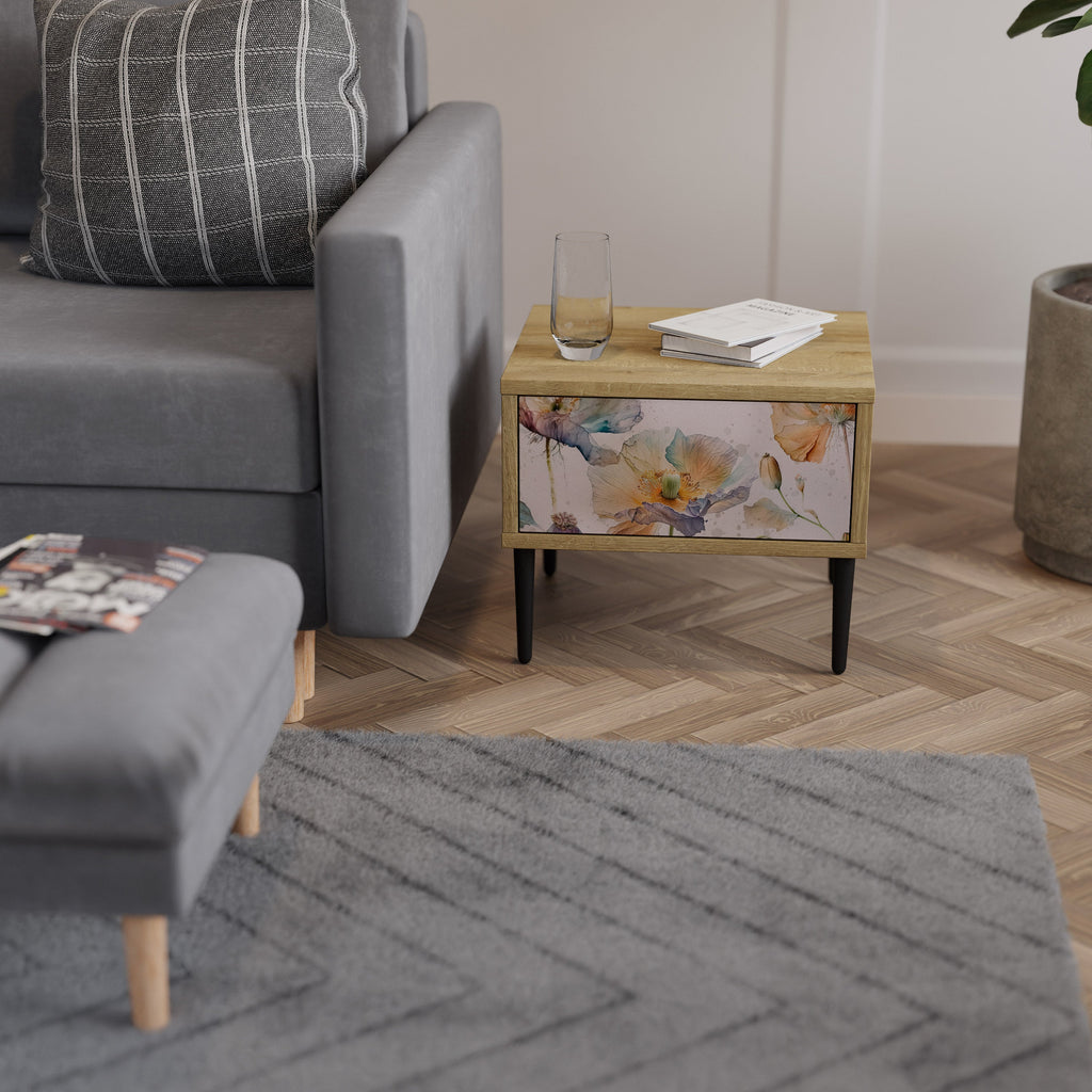 Table de chevet SOFTEN POPPY effet chêne