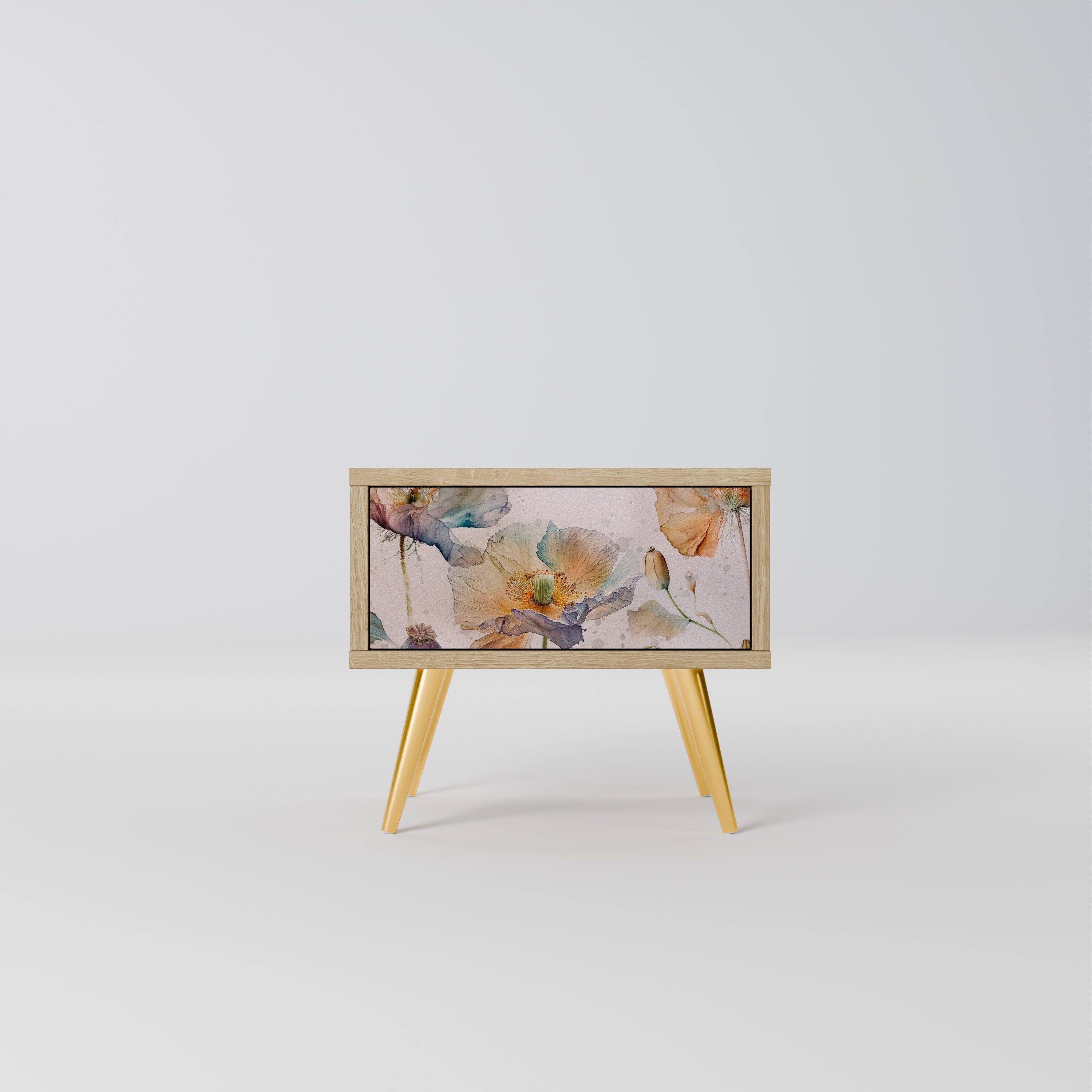 Table de chevet SOFTEN POPPY effet chêne