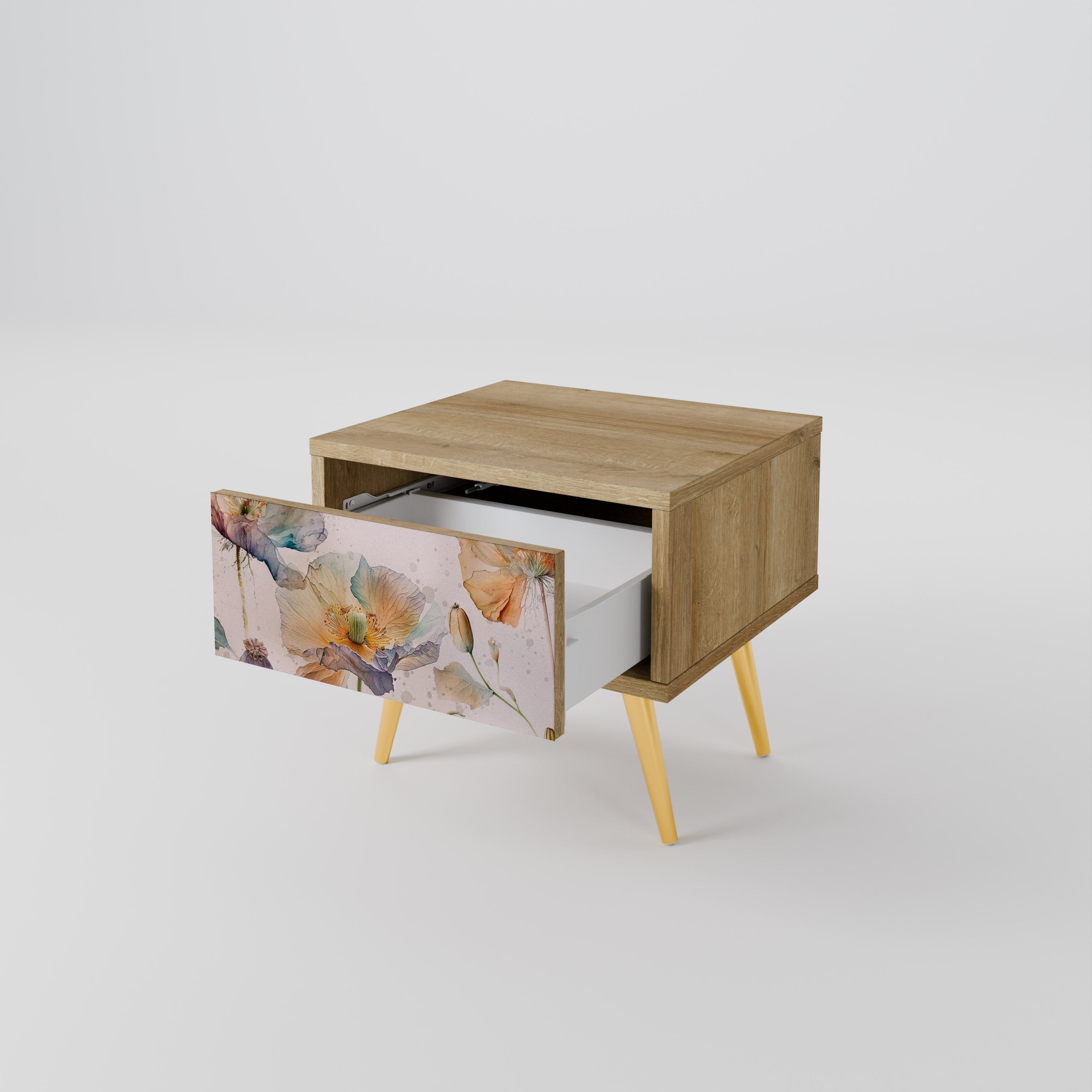 Table de chevet SOFTEN POPPY effet chêne