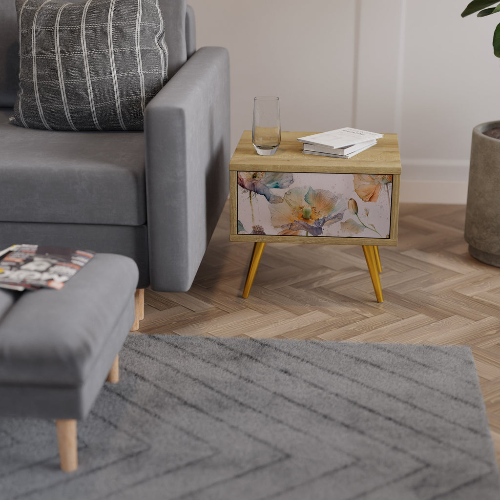 Table de chevet SOFTEN POPPY effet chêne