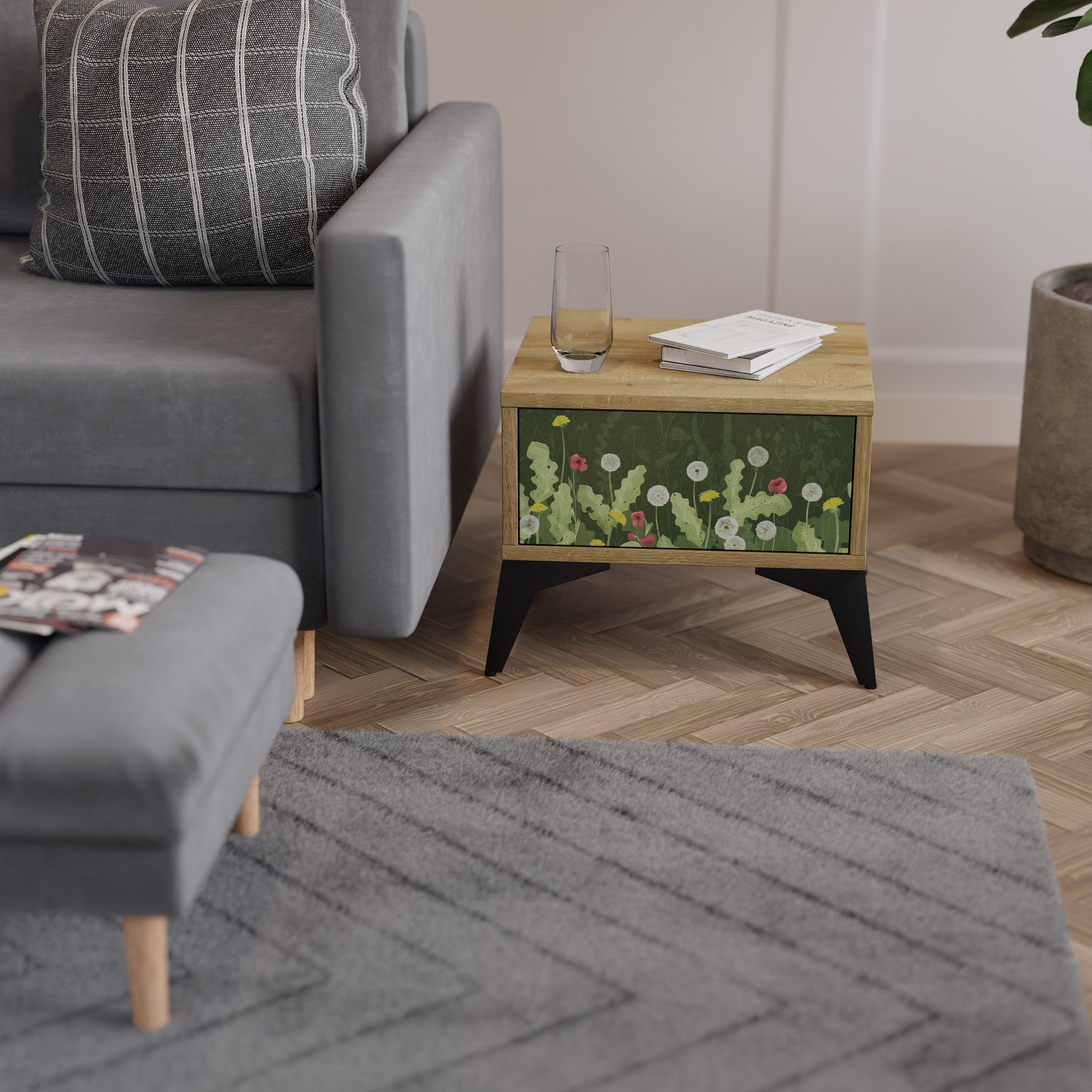 Table de chevet DANDELION AMUSE effet chêne