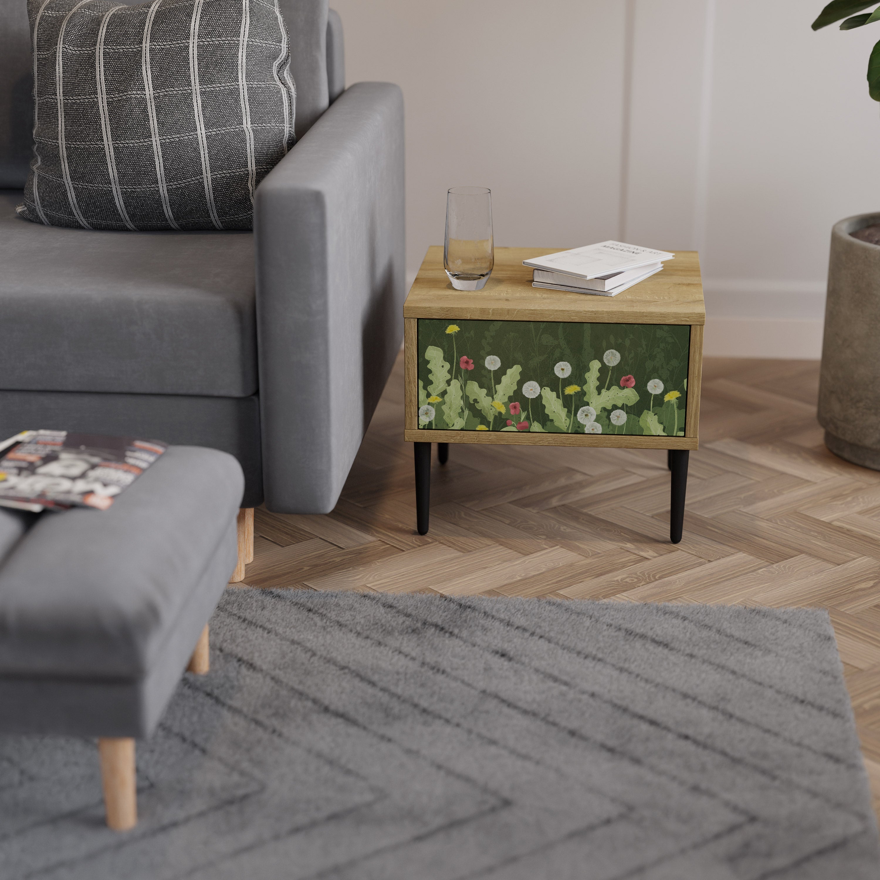 Table de chevet DANDELION AMUSE effet chêne