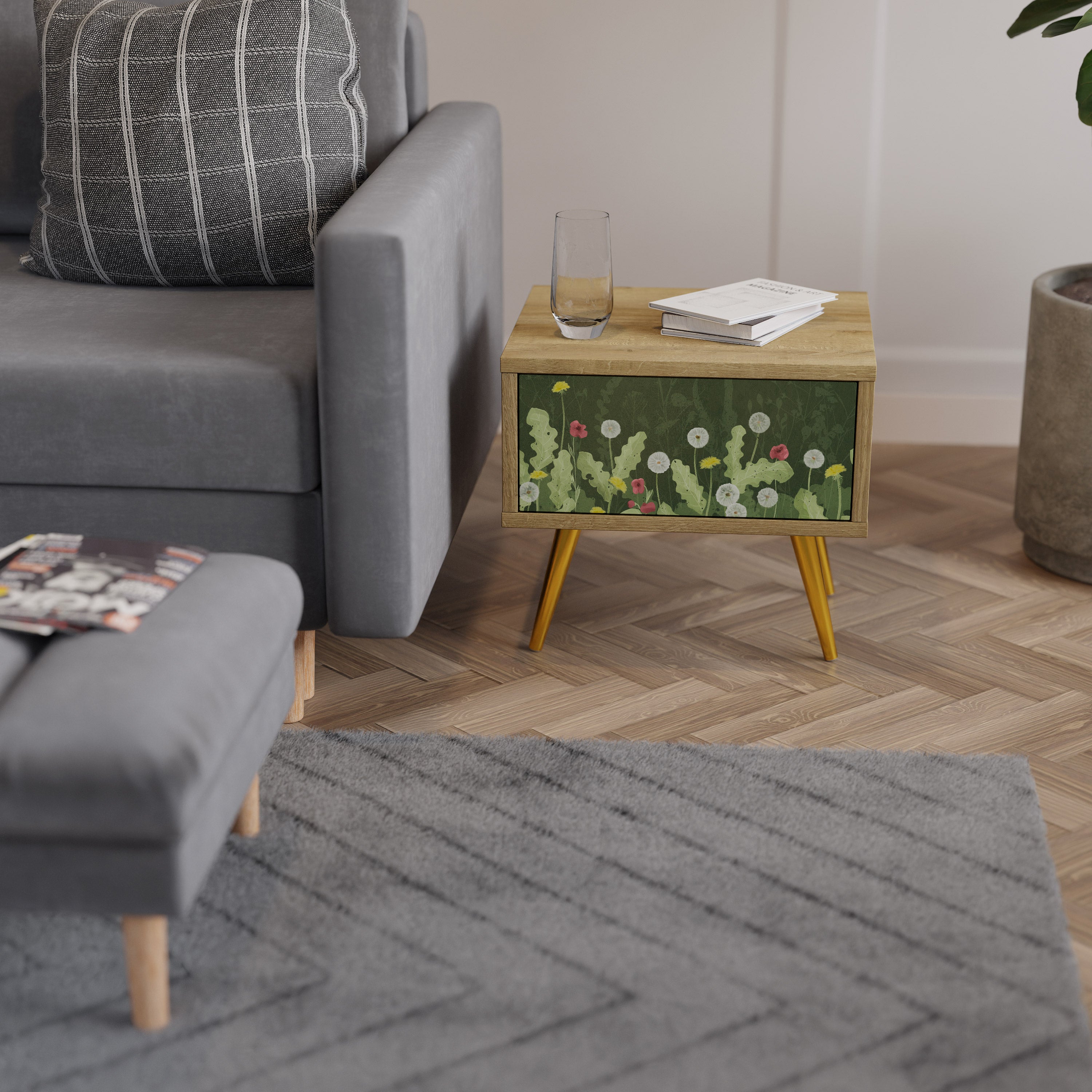 Table de chevet DANDELION AMUSE effet chêne