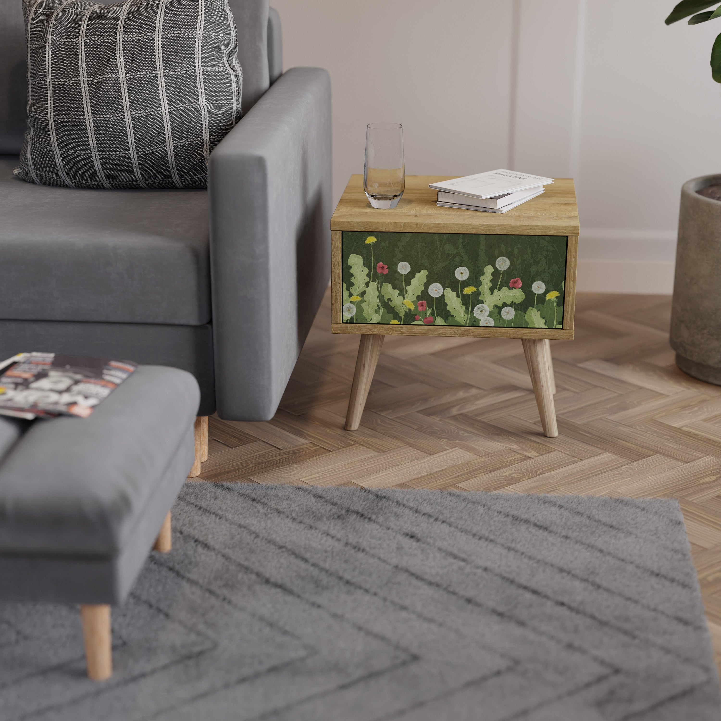 Table de chevet DANDELION AMUSE effet chêne