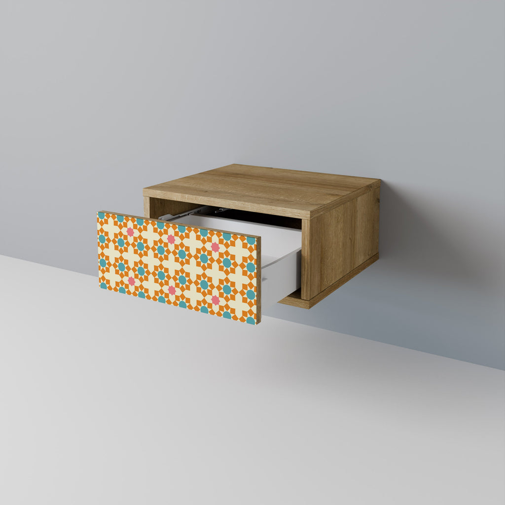 FLORAL DECOR Nightstand in Oak Effect