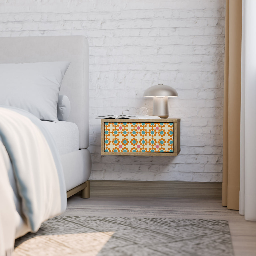 FLORAL DECOR Nightstand in Oak Effect