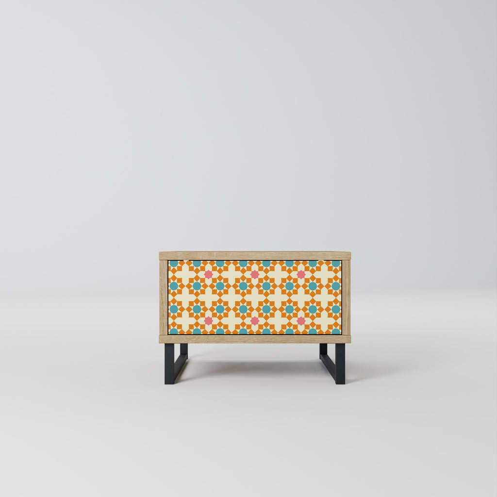 FLORAL DECOR Nightstand in Oak Effect