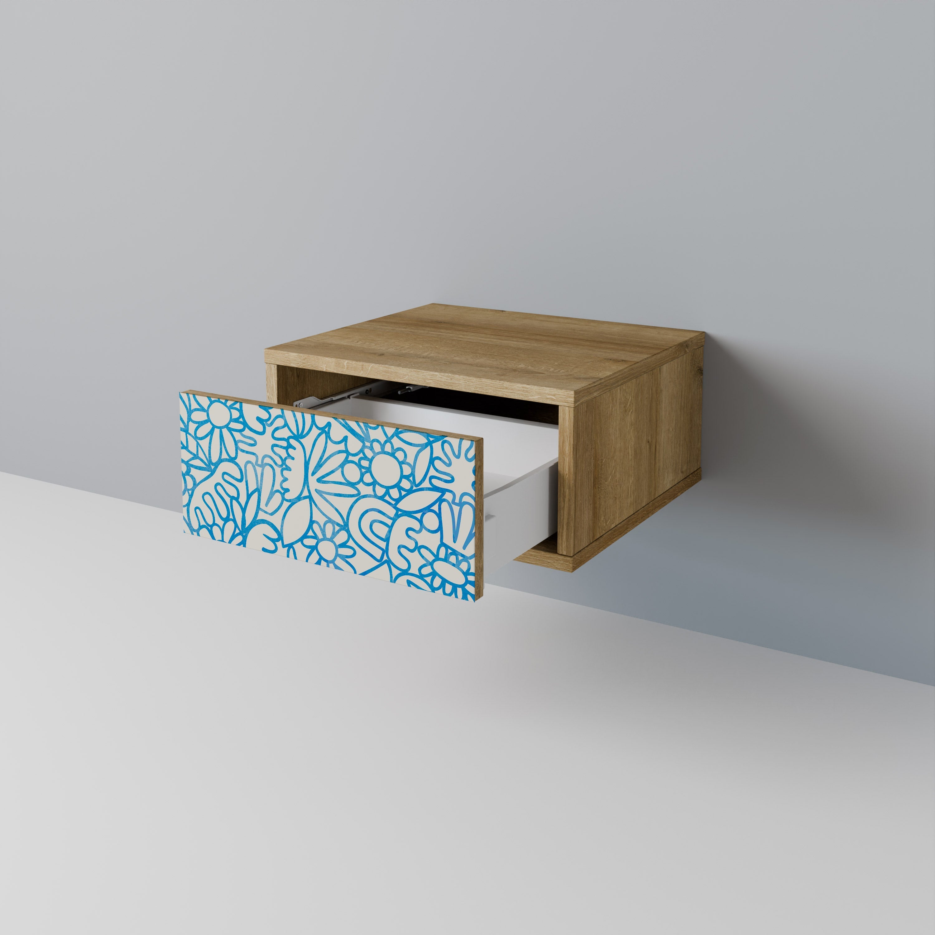 Table de chevet BLOOMY MORNING effet chêne