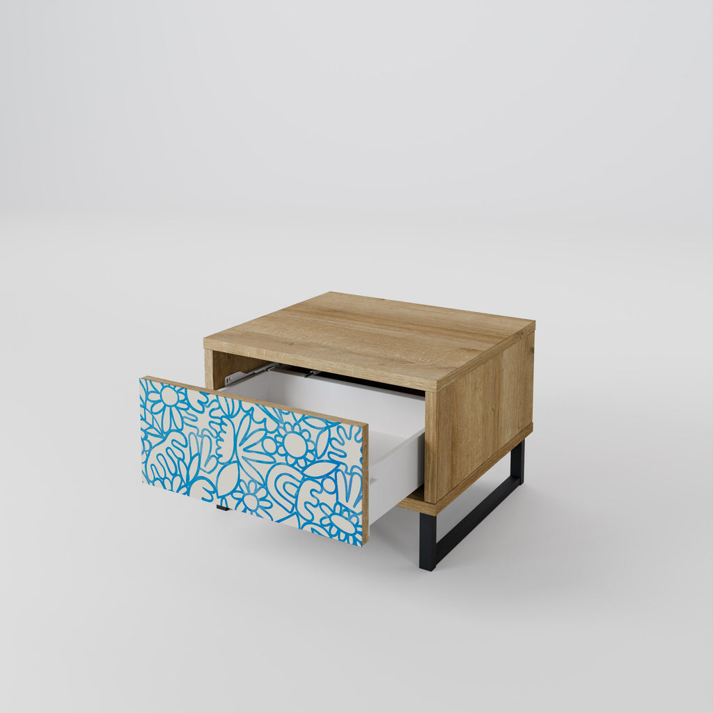 BLOOMY MORNING Nightstand in Oak Effect