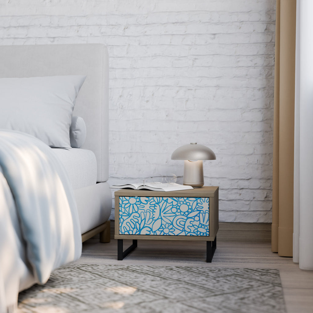 BLOOMY MORNING Nightstand in Oak Effect