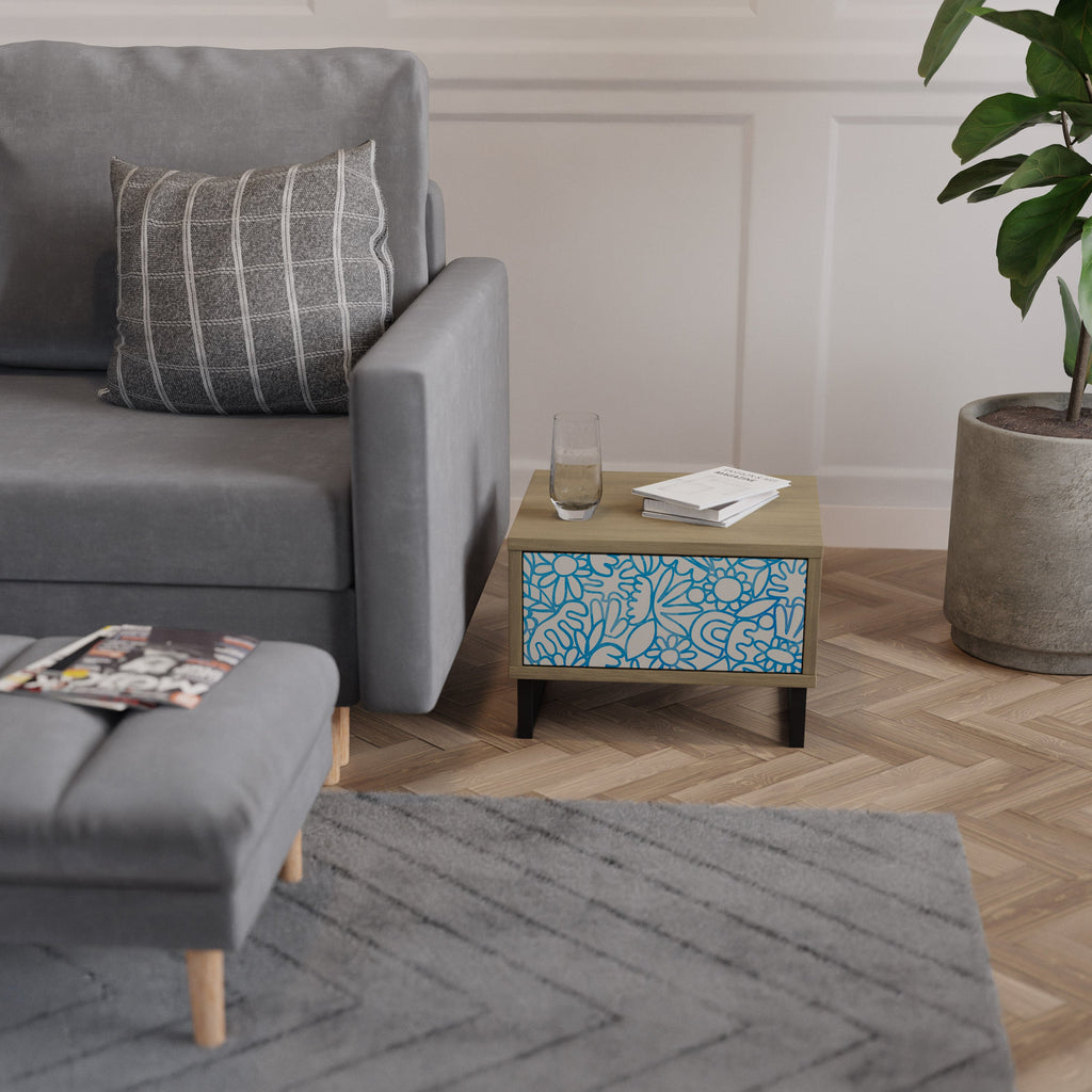 BLOOMY MORNING Nightstand in Oak Effect