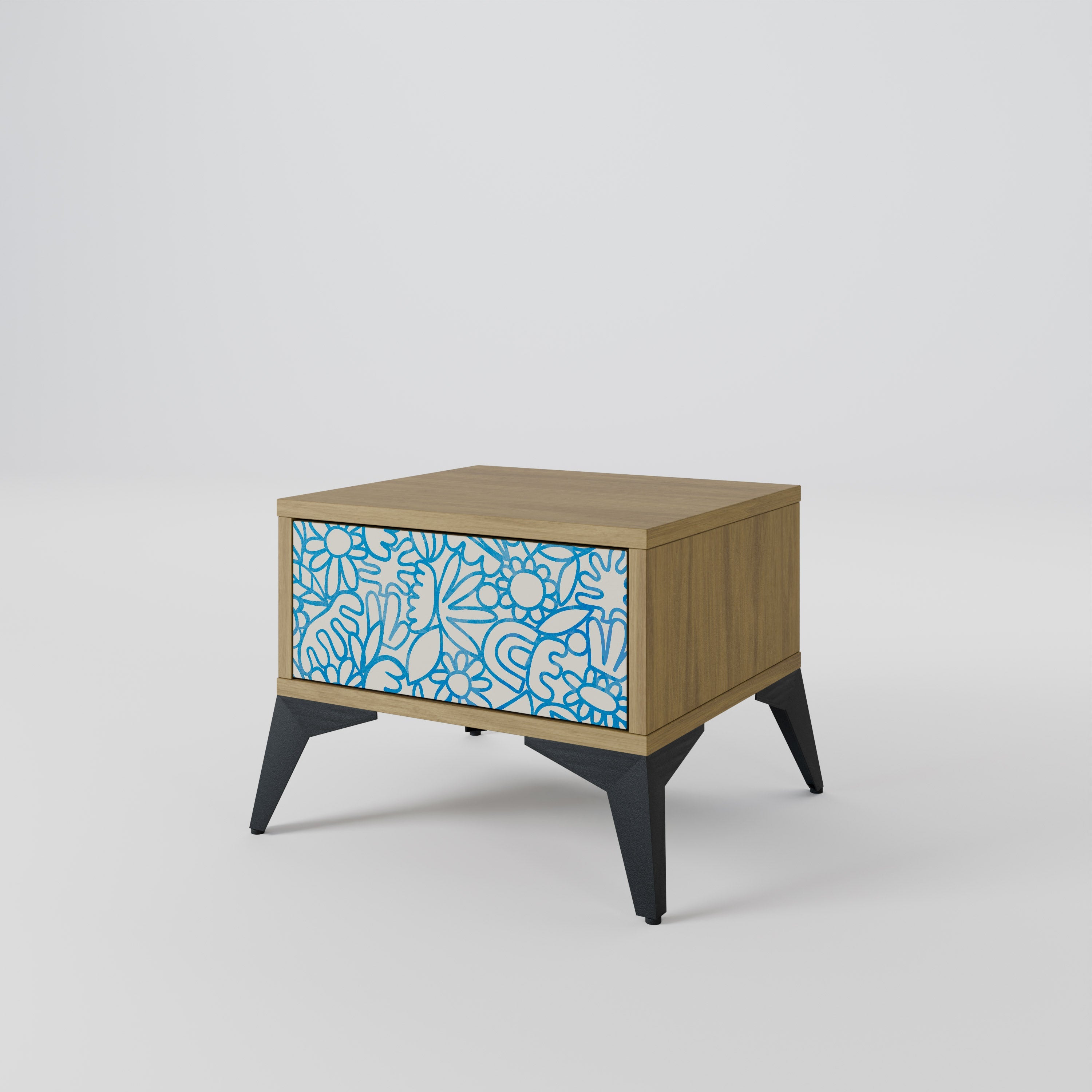 Table de chevet BLOOMY MORNING effet chêne