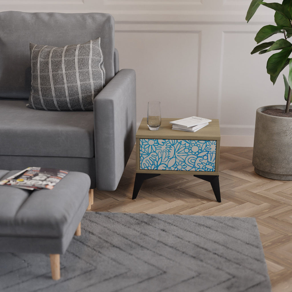 BLOOMY MORNING Nightstand in Oak Effect