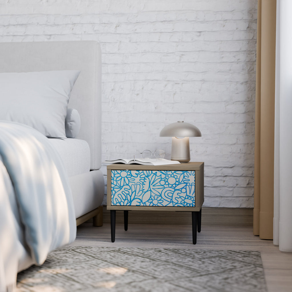 BLOOMY MORNING Nightstand in Oak Effect