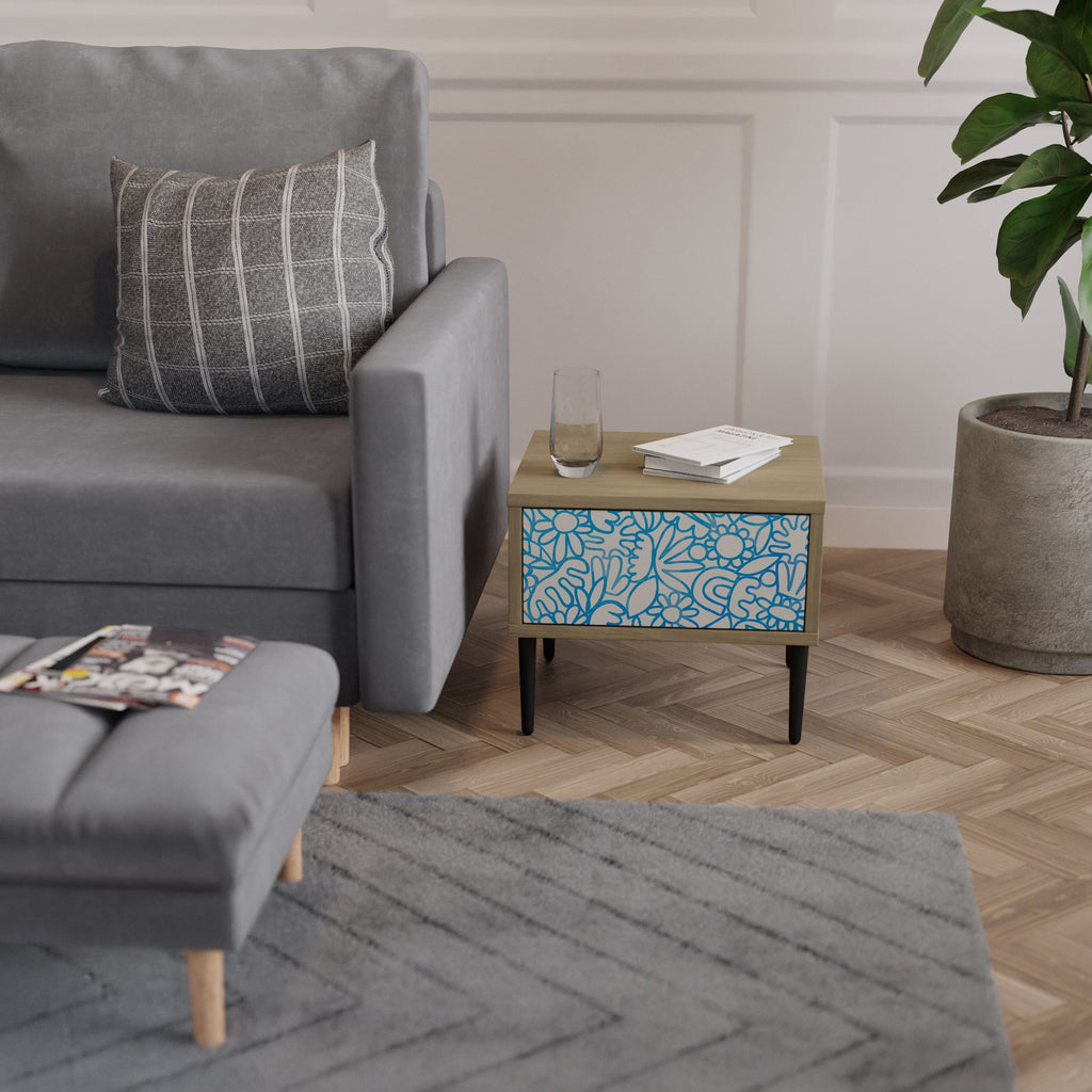 BLOOMY MORNING Nightstand in Oak Effect