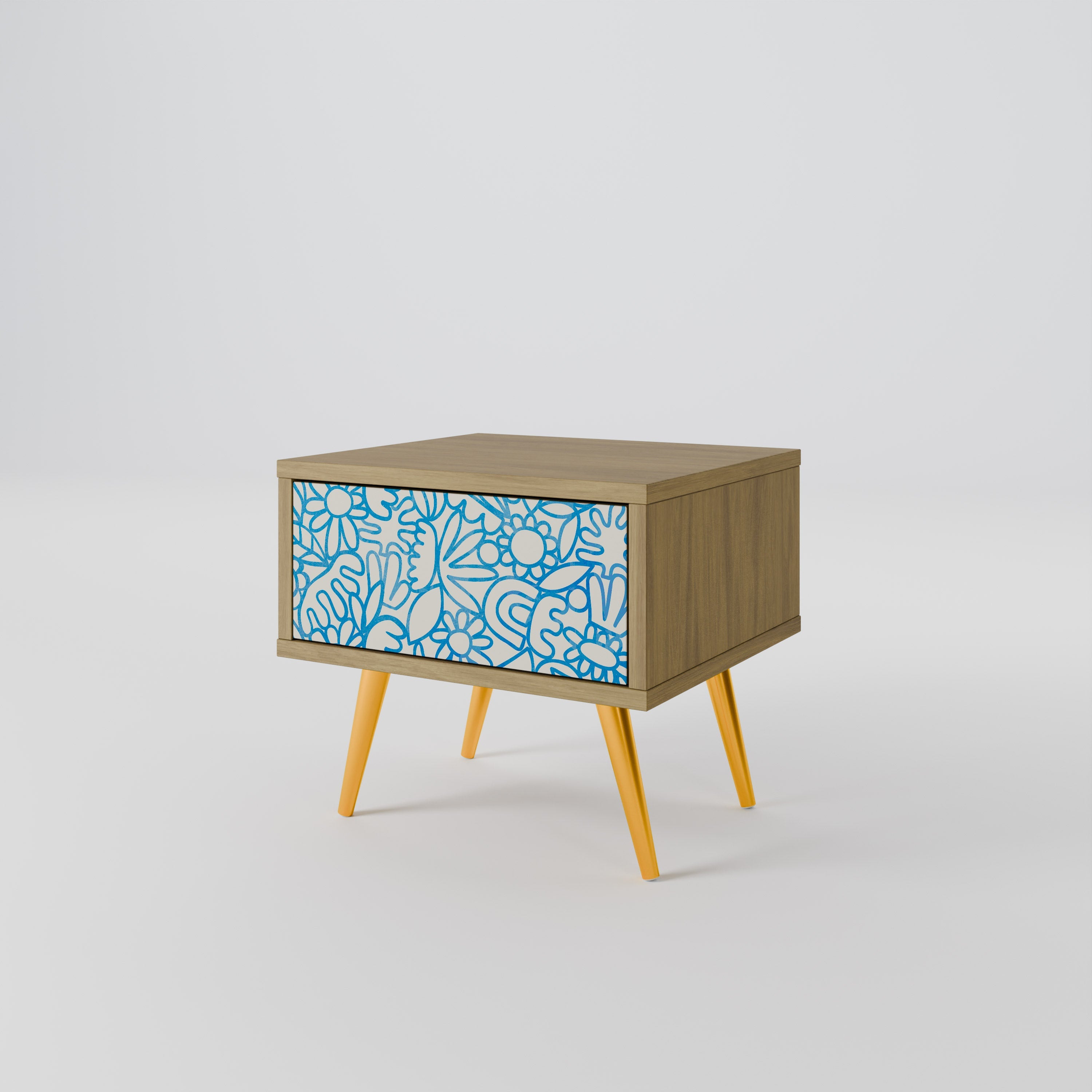 Table de chevet BLOOMY MORNING effet chêne