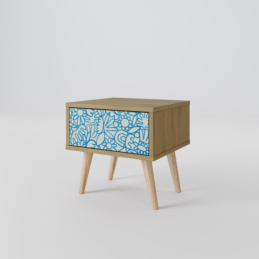 BLOOMY MORNING Nightstand in Oak Effect