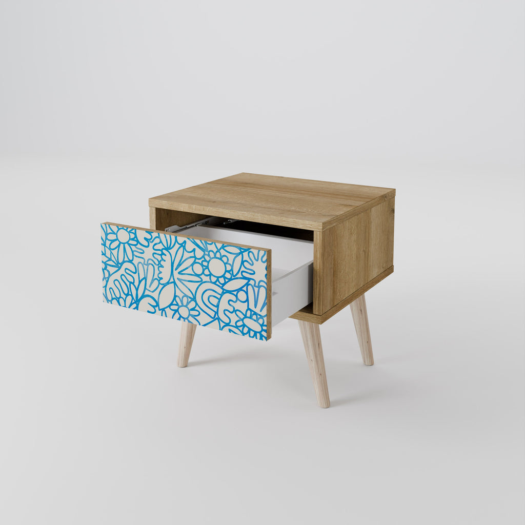 BLOOMY MORNING Nightstand in Oak Effect