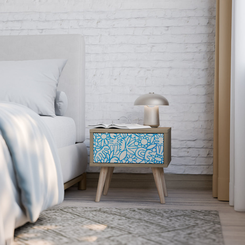 BLOOMY MORNING Nightstand in Oak Effect