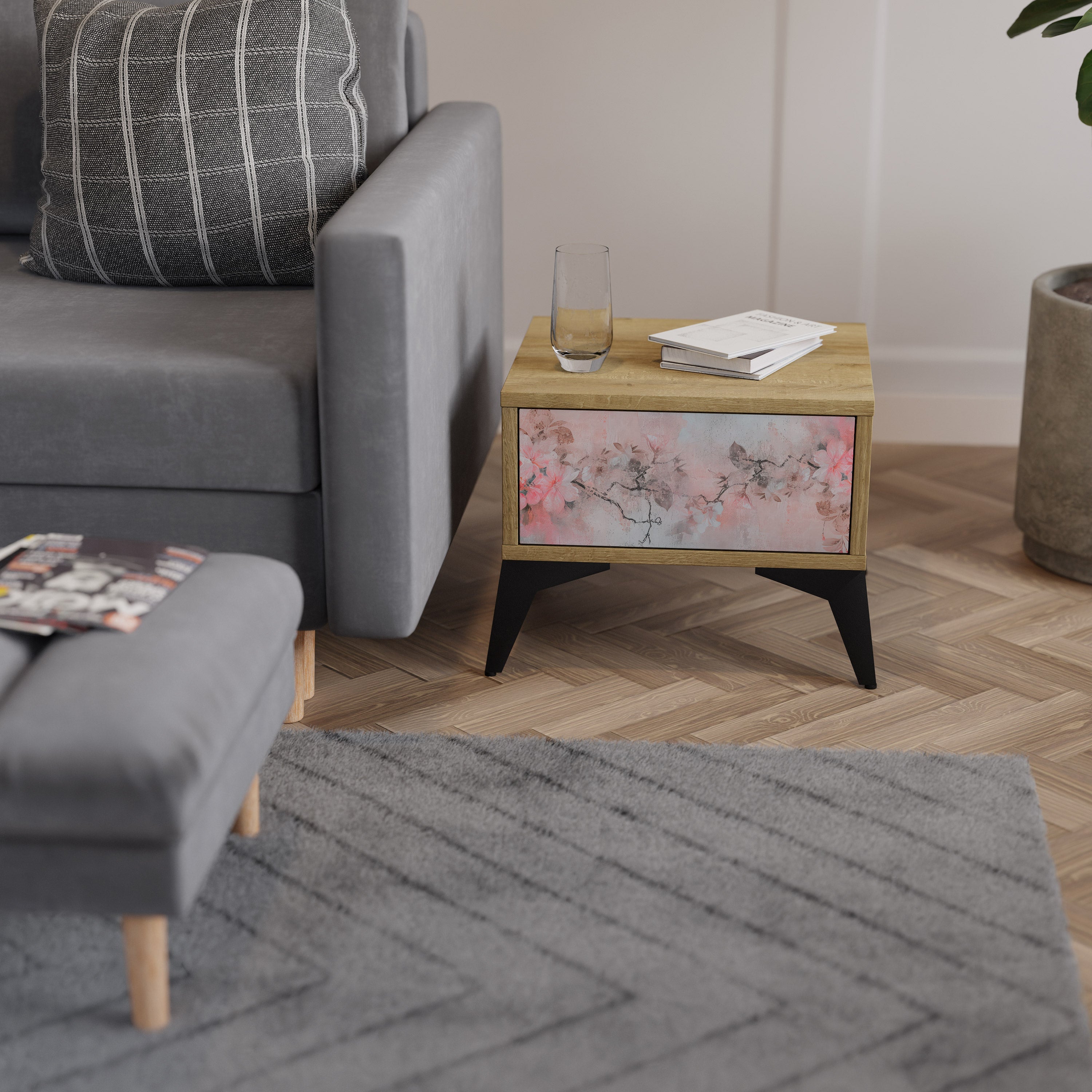 Table de chevet CHERRY BLOSSOM effet chêne