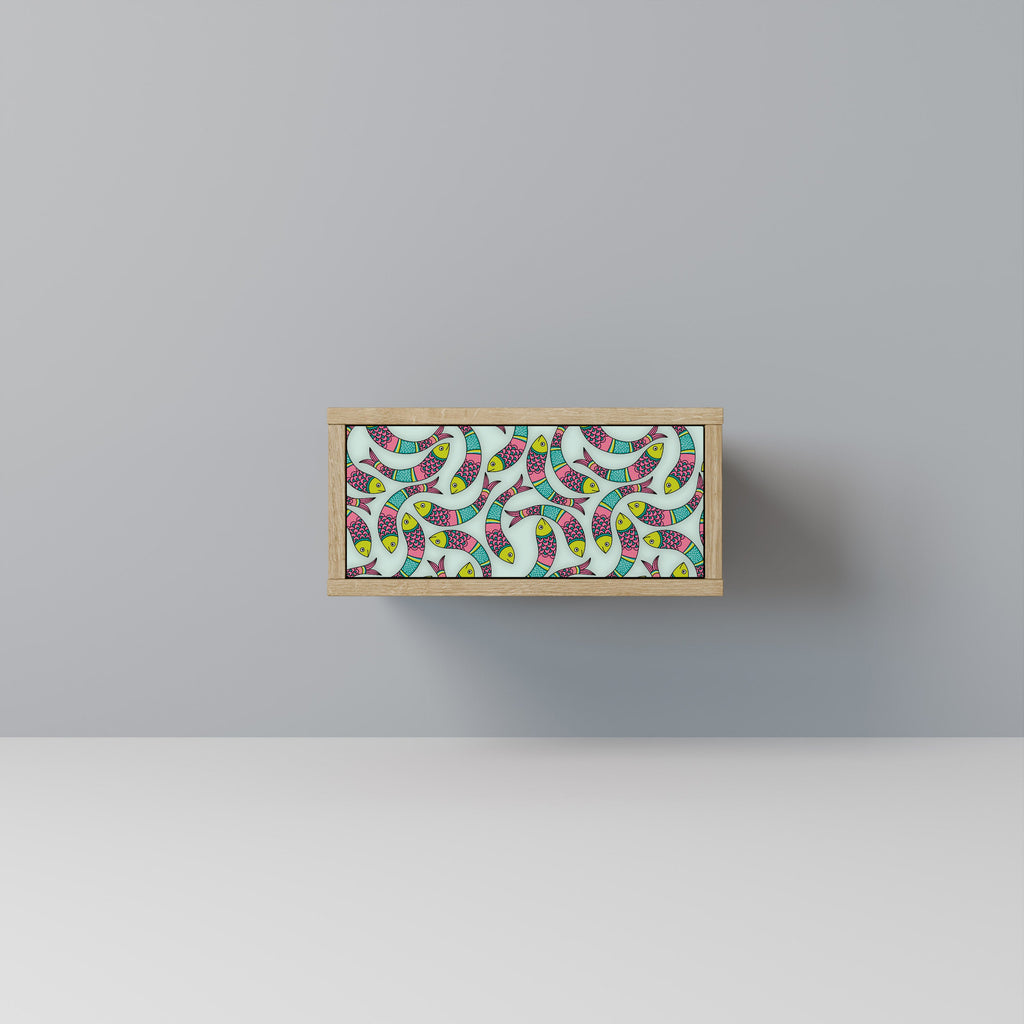 Table de chevet INDIAN FISH effet chêne