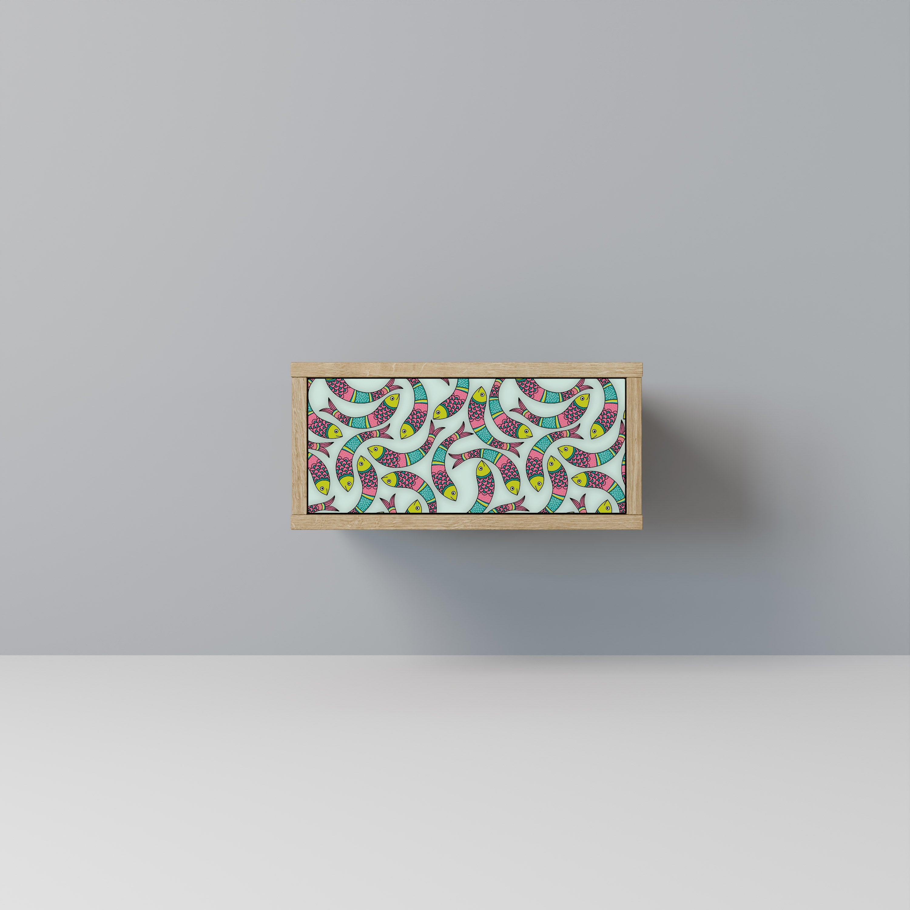 Table de chevet INDIAN FISH effet chêne