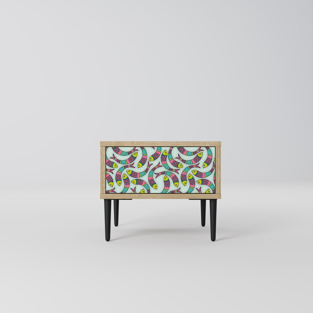 Table de chevet INDIAN FISH effet chêne