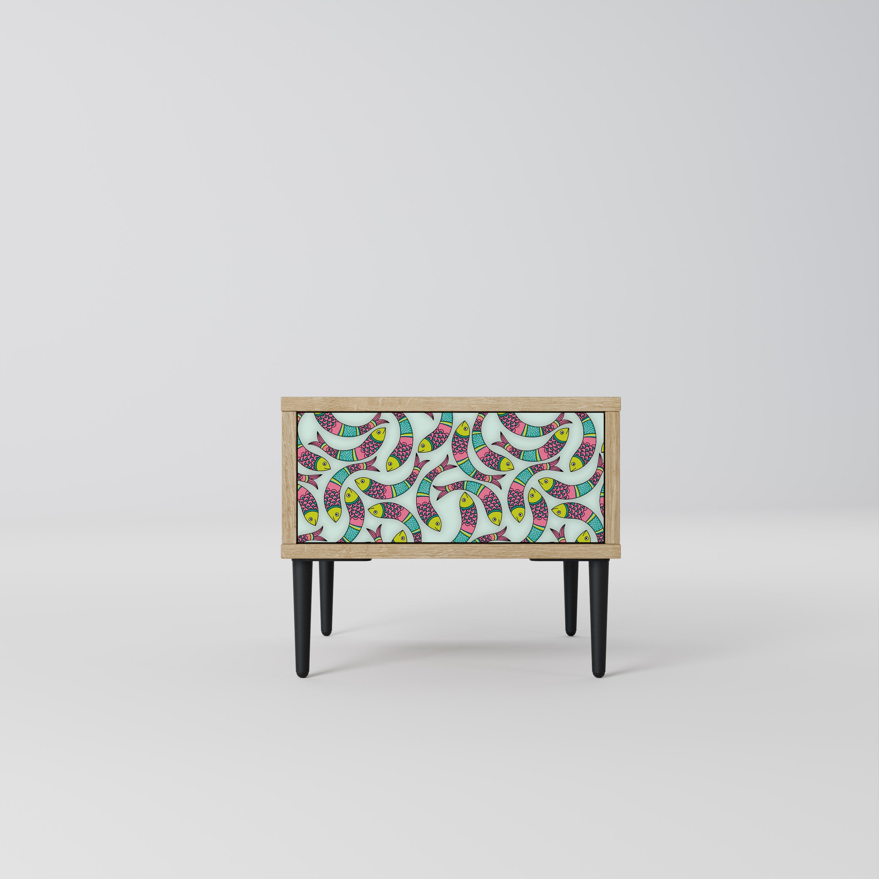 Table de chevet INDIAN FISH effet chêne