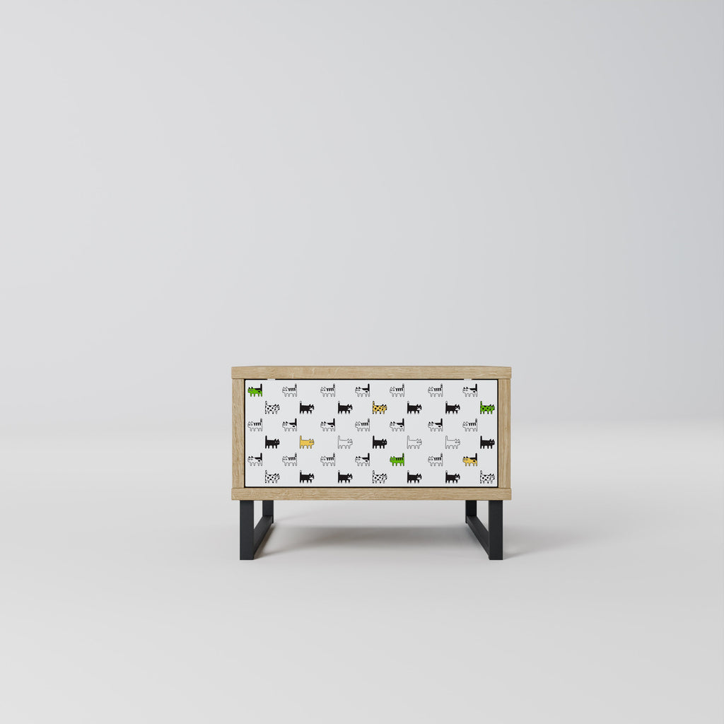 COMPILATION CHATS Table de chevet effet chêne