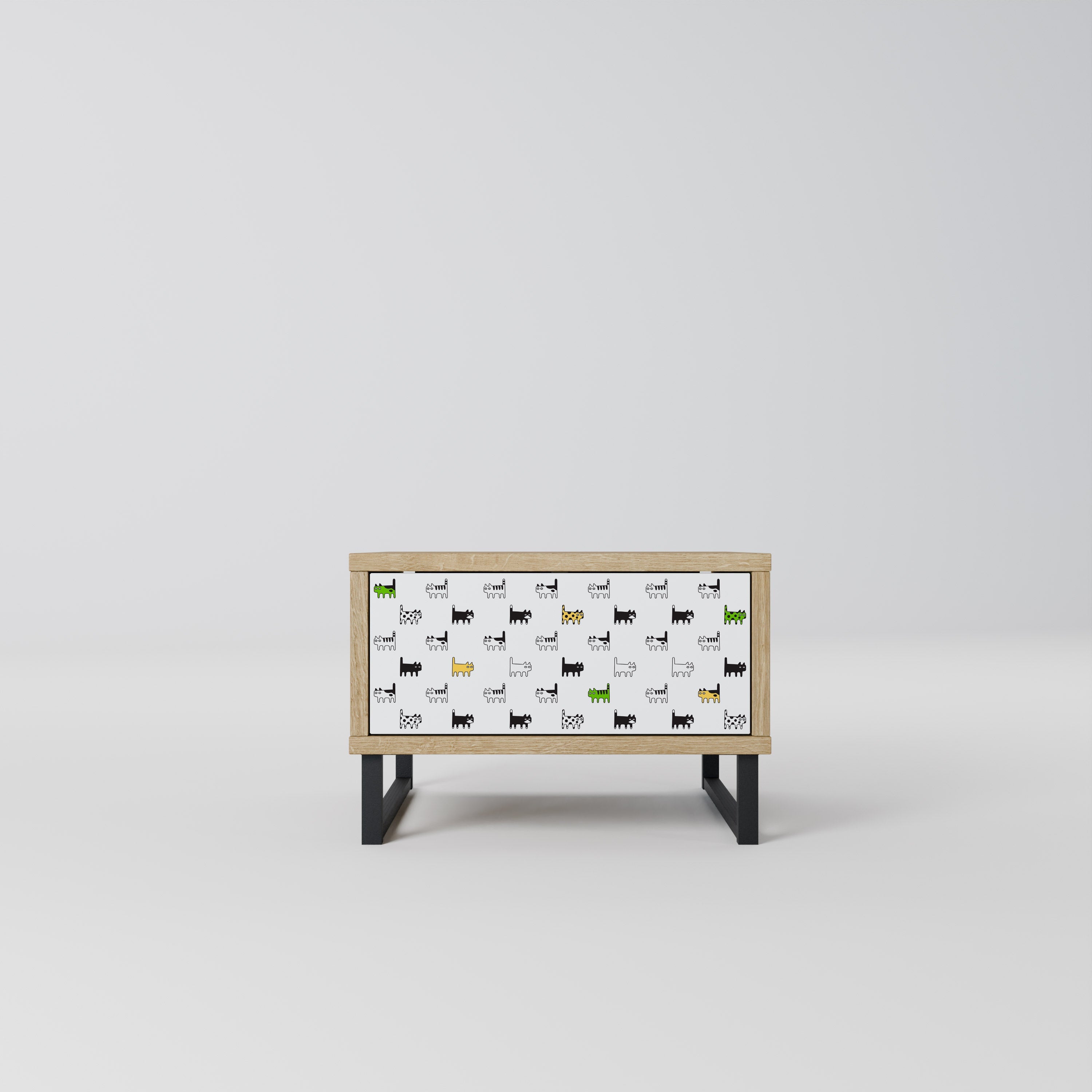 COMPILATION CHATS Table de chevet effet chêne