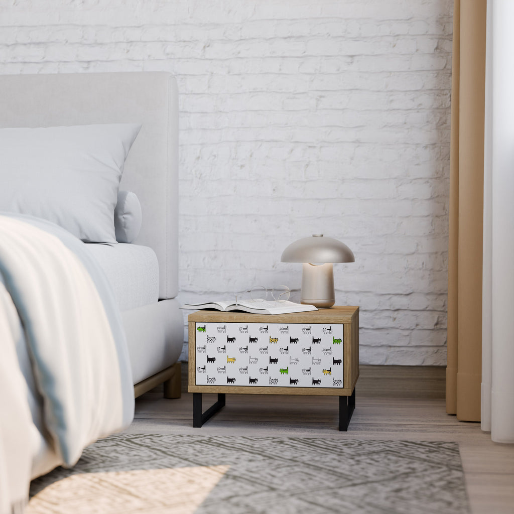 COMPILATION CHATS Table de chevet effet chêne