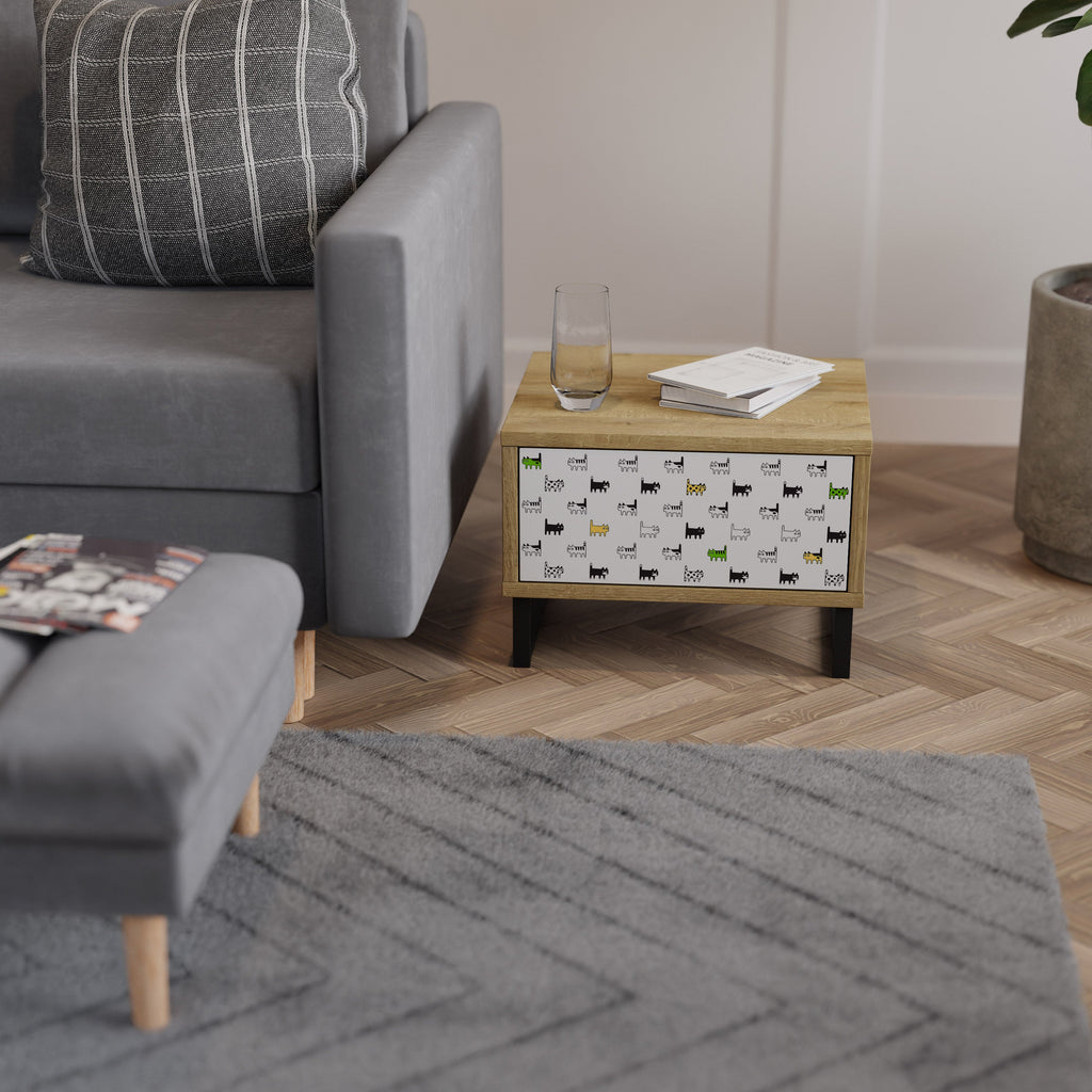 COMPILATION CHATS Table de chevet effet chêne