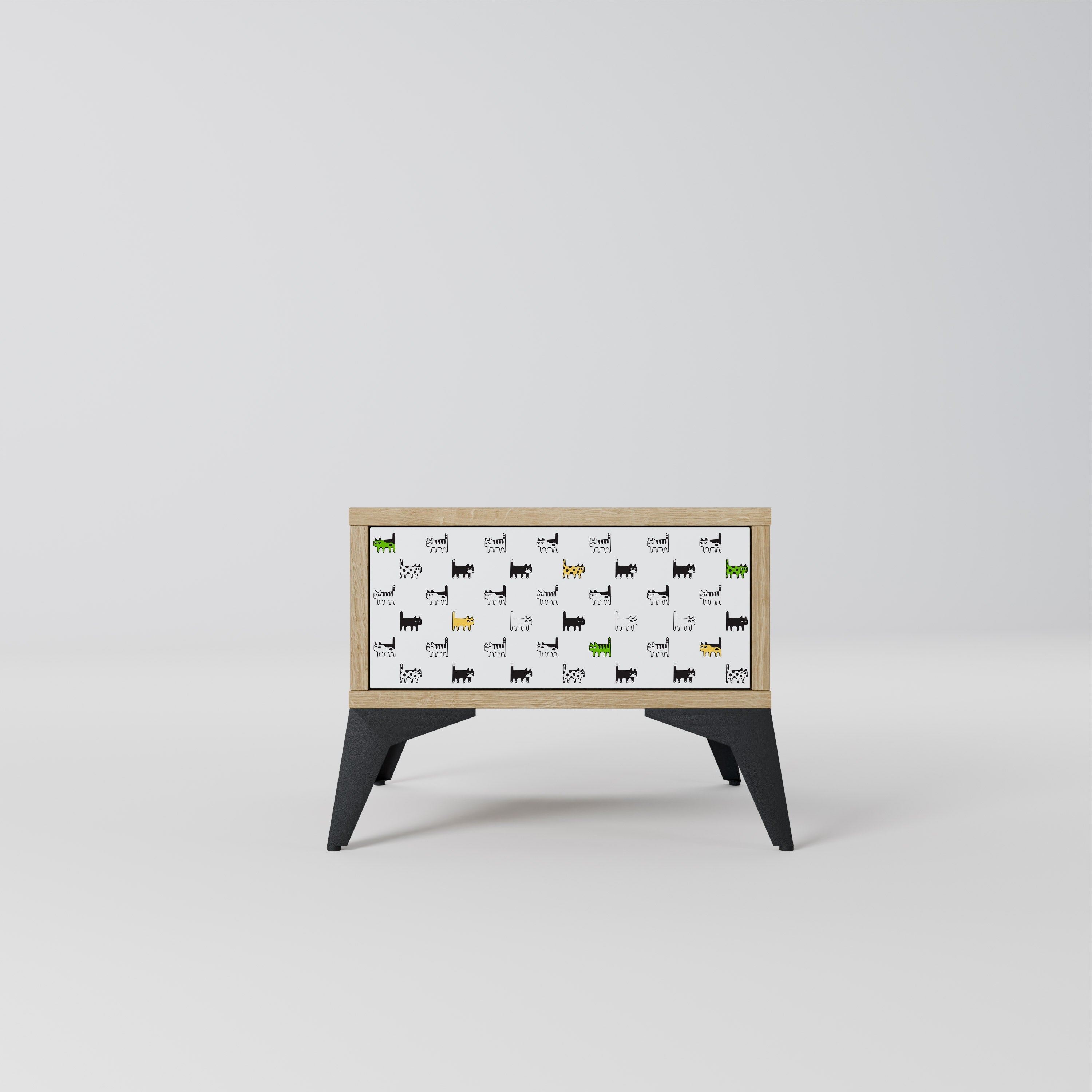 COMPILATION CHATS Table de chevet effet chêne