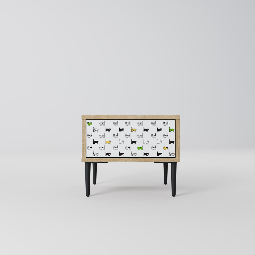 COMPILATION CHATS Table de chevet effet chêne