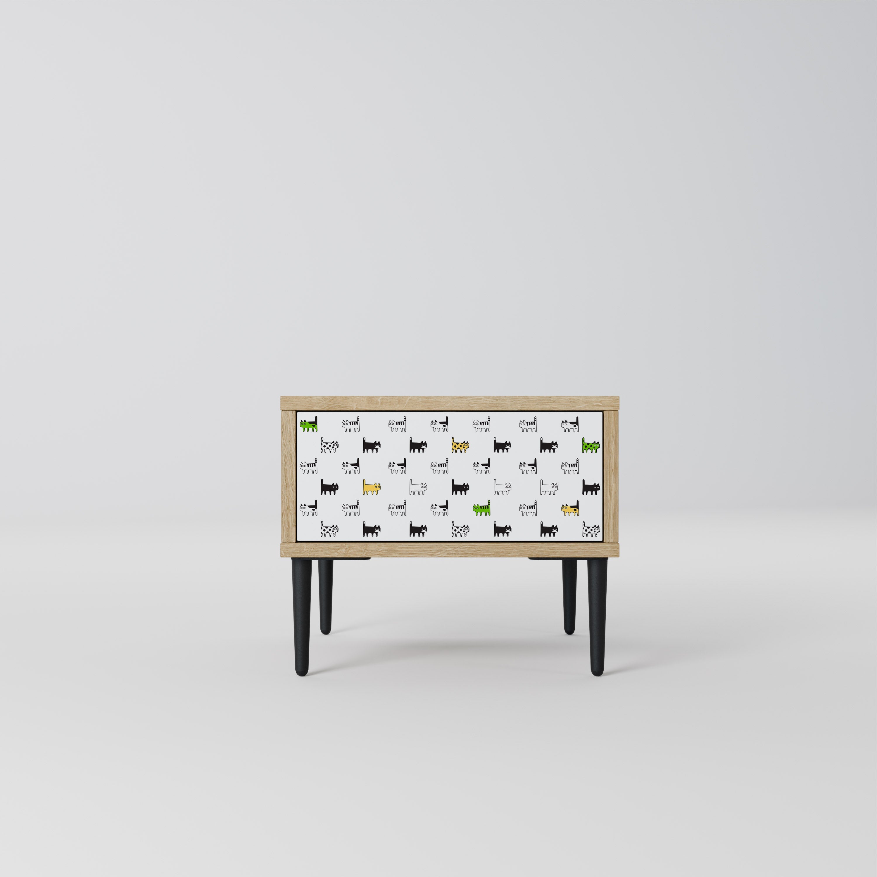 COMPILATION CHATS Table de chevet effet chêne