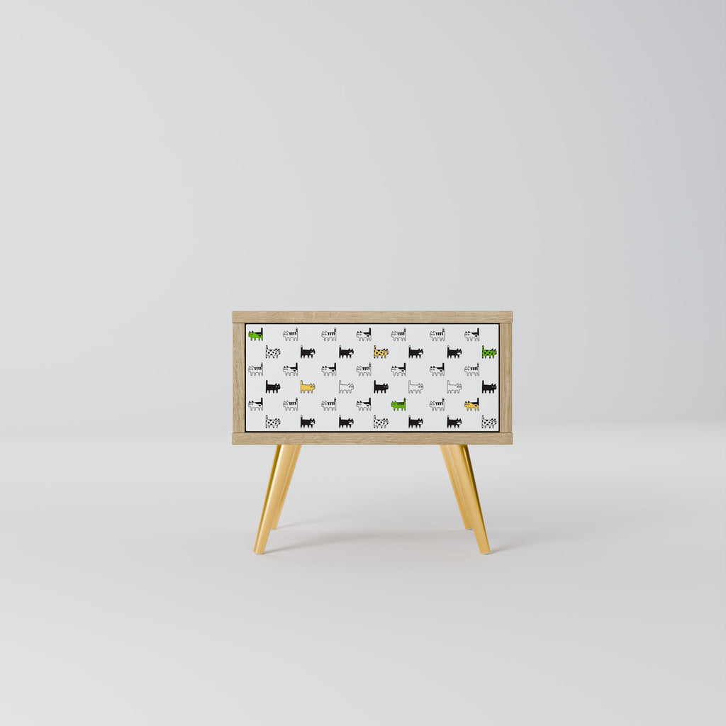 COMPILATION CHATS Table de chevet effet chêne