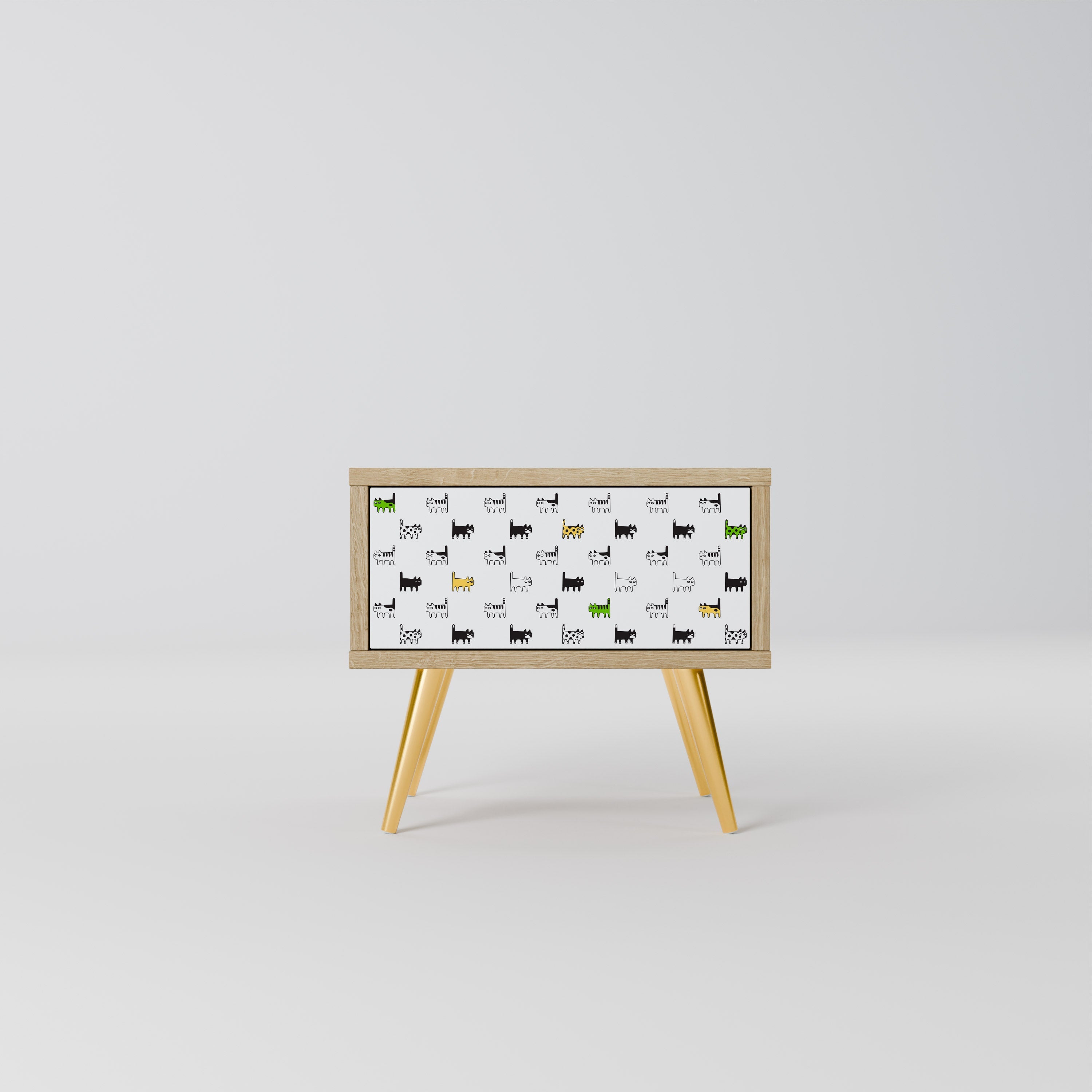 COMPILATION CHATS Table de chevet effet chêne