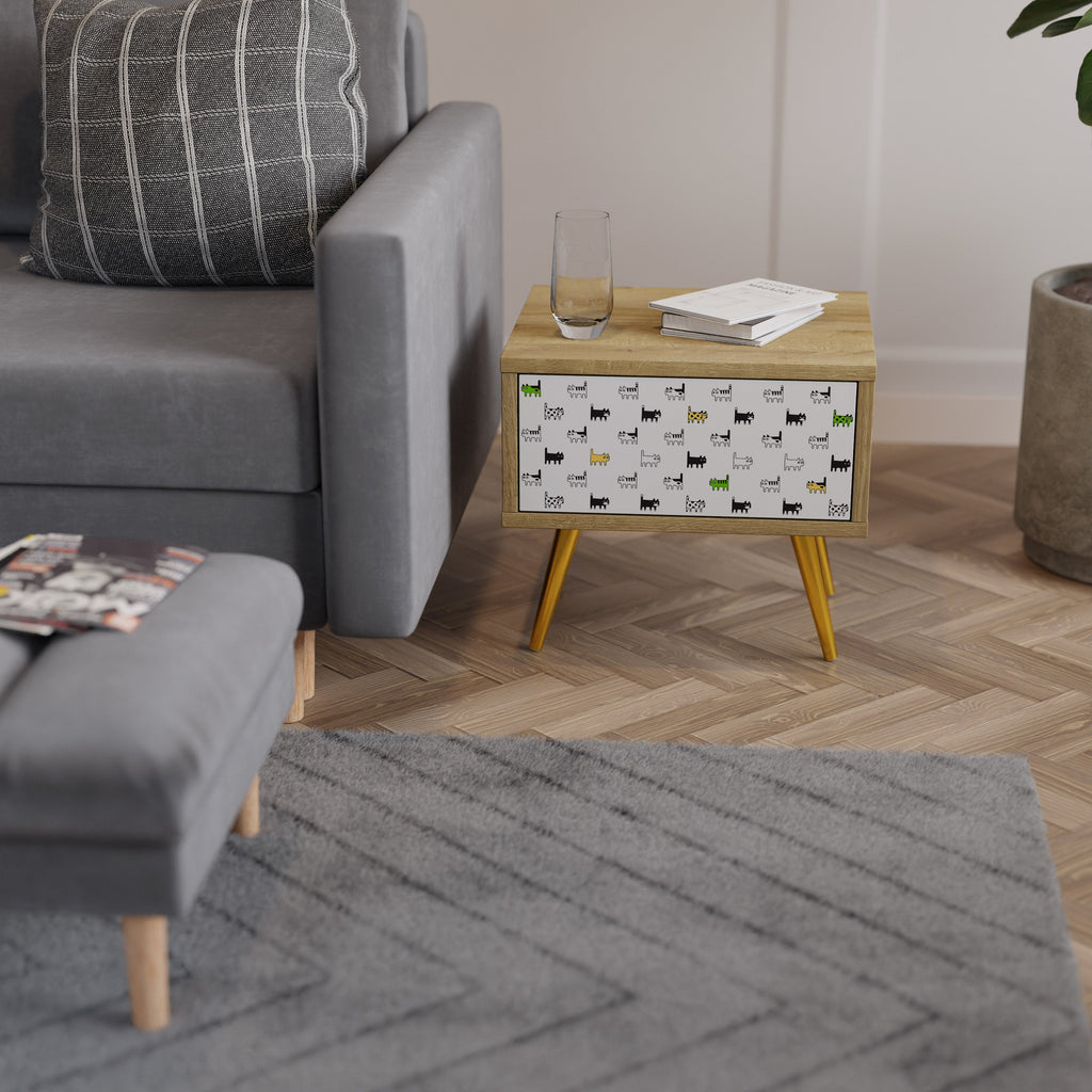 COMPILATION CHATS Table de chevet effet chêne