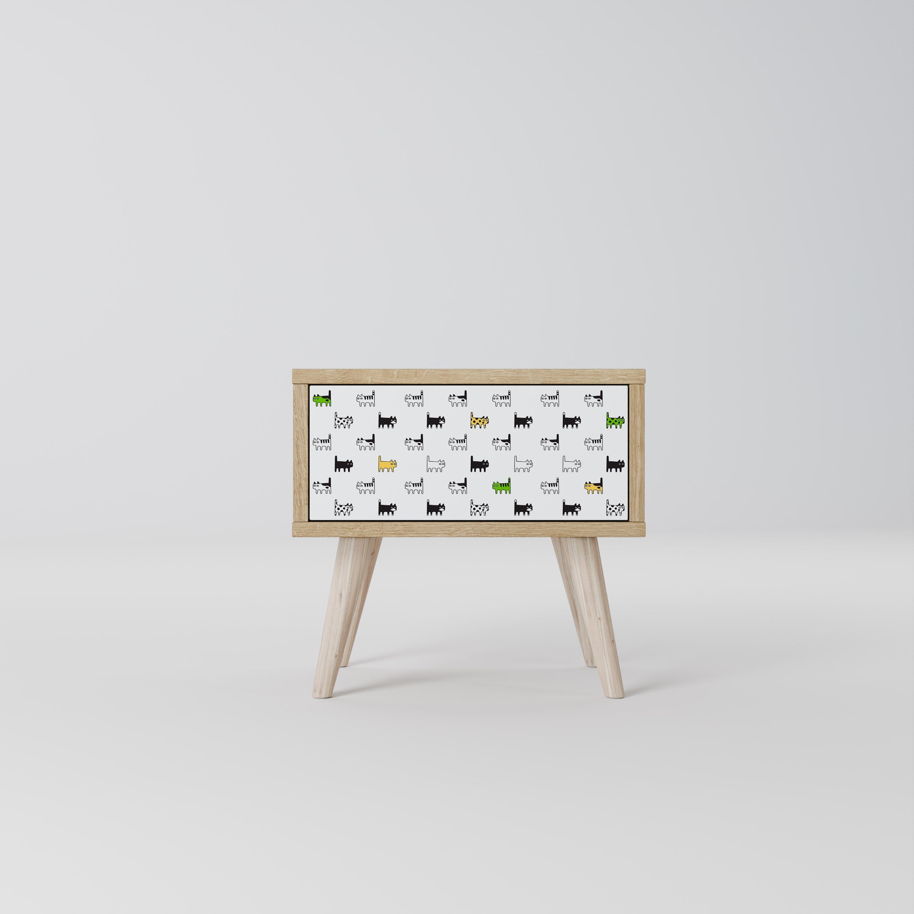 COMPILATION CHATS Table de chevet effet chêne