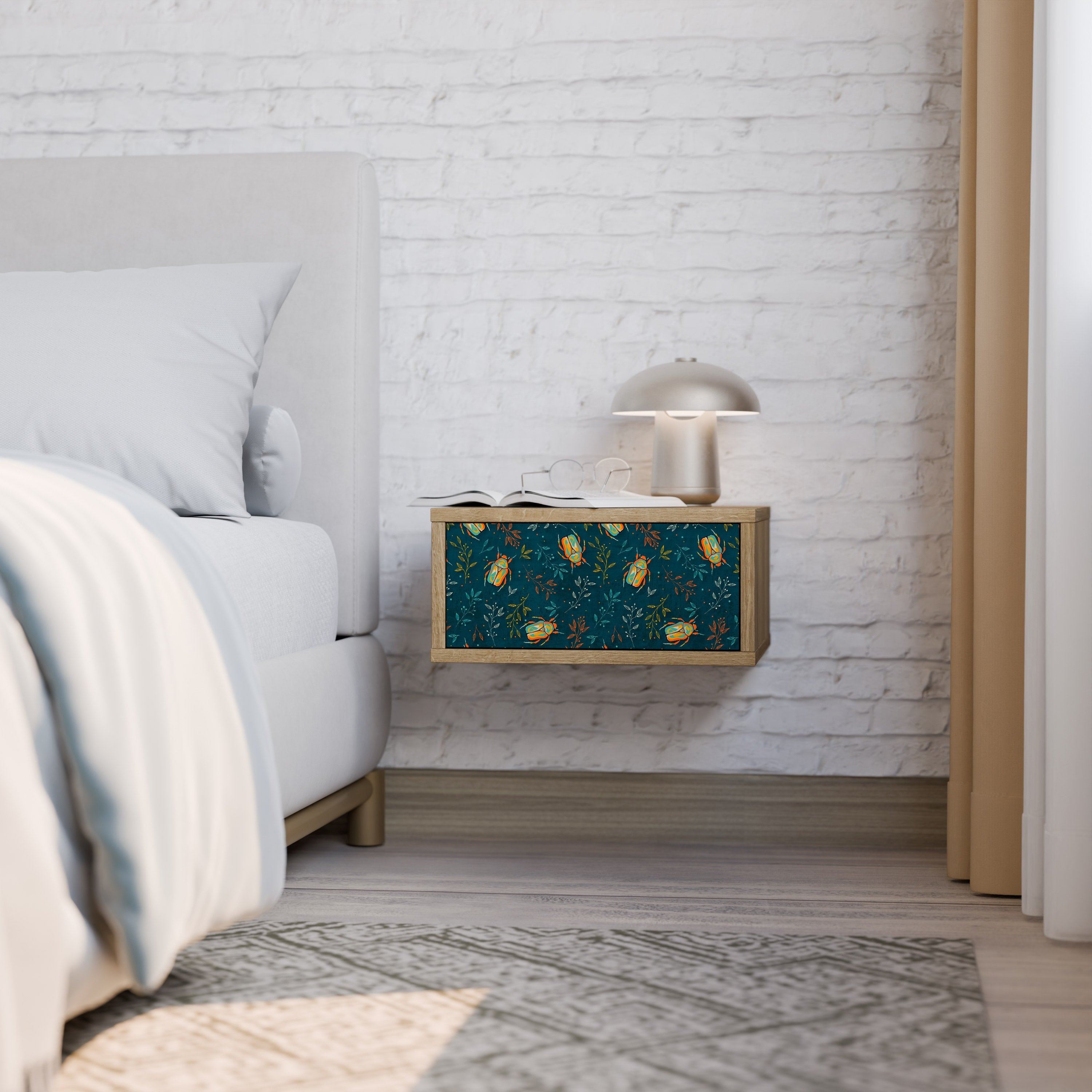 Table de chevet INSECTES D'AUTOMNE effet chêne