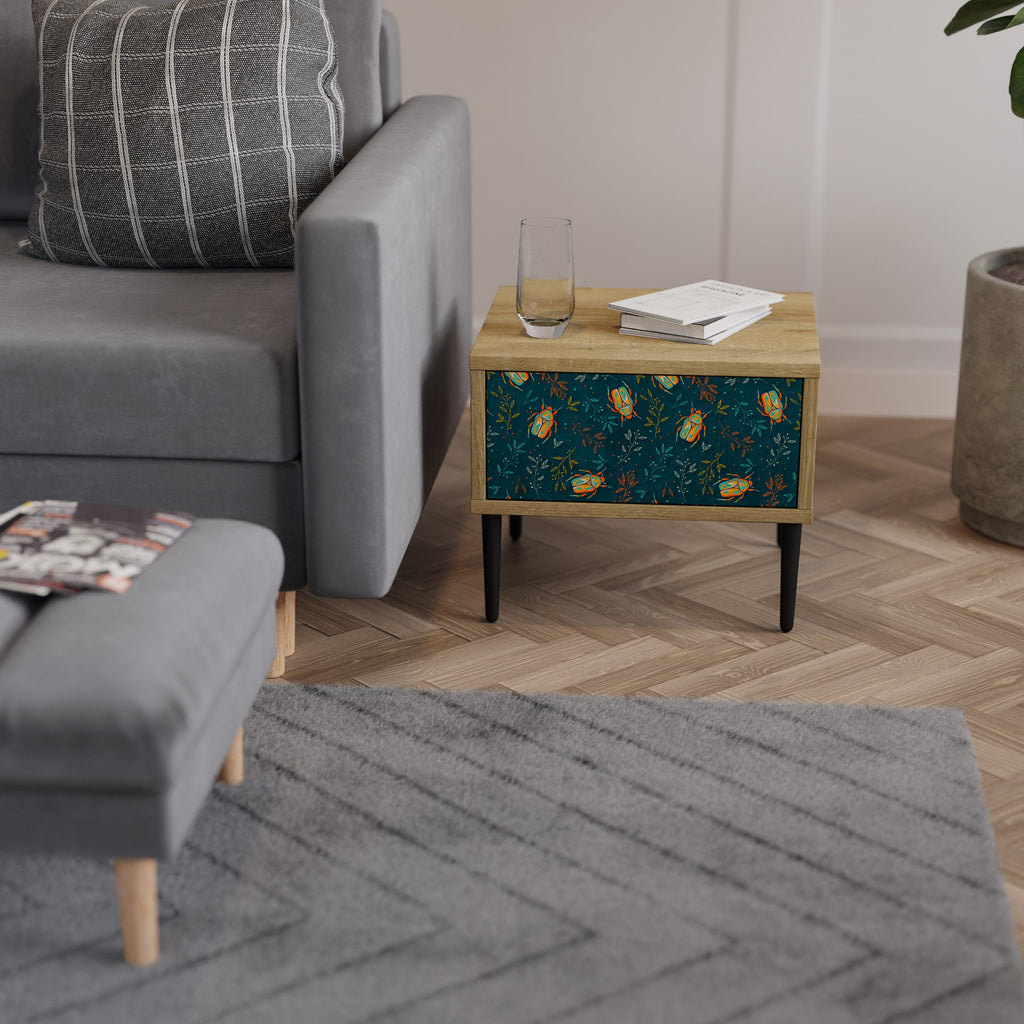 Table de chevet INSECTES D'AUTOMNE effet chêne