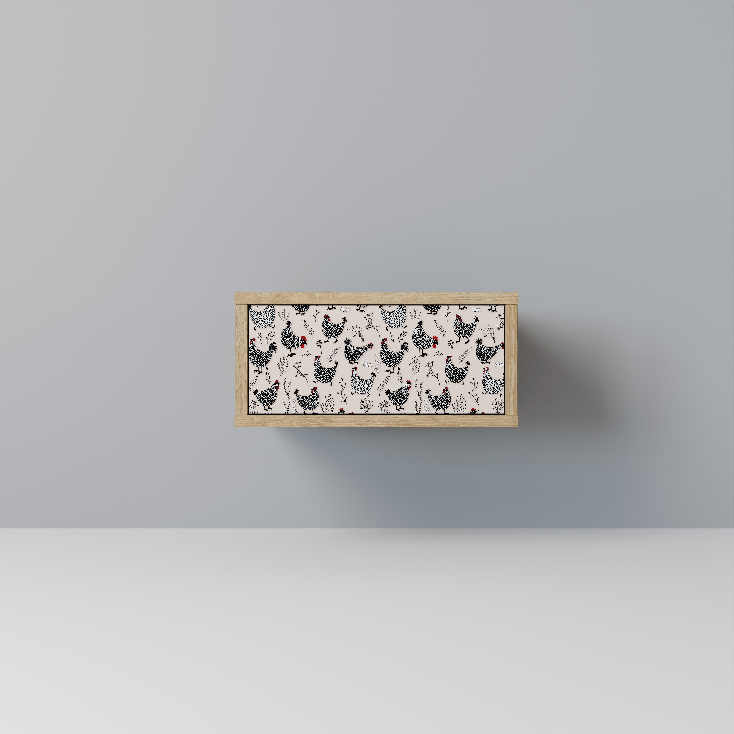 Table de chevet HAPPY HENS effet chêne