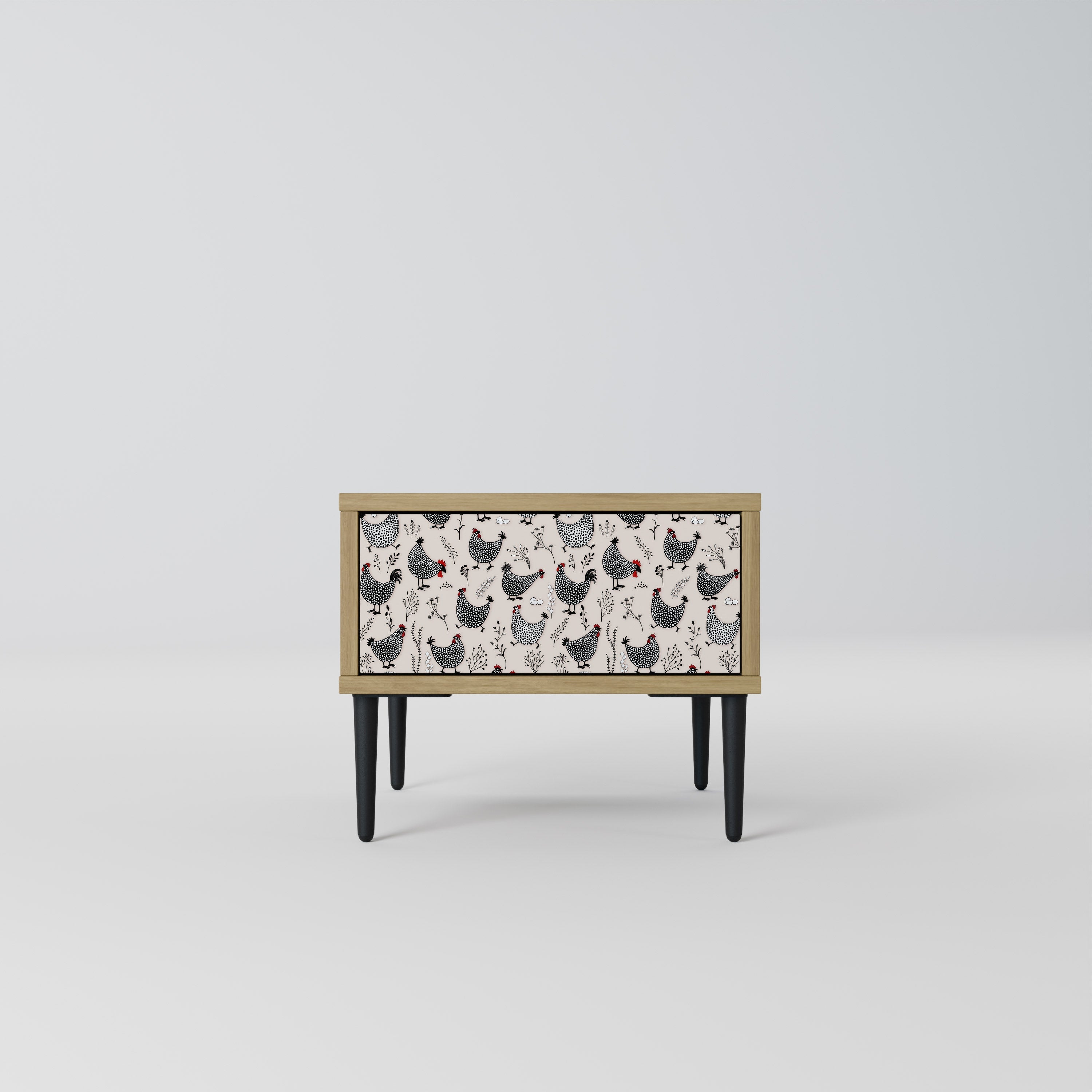 Table de chevet HAPPY HENS effet chêne